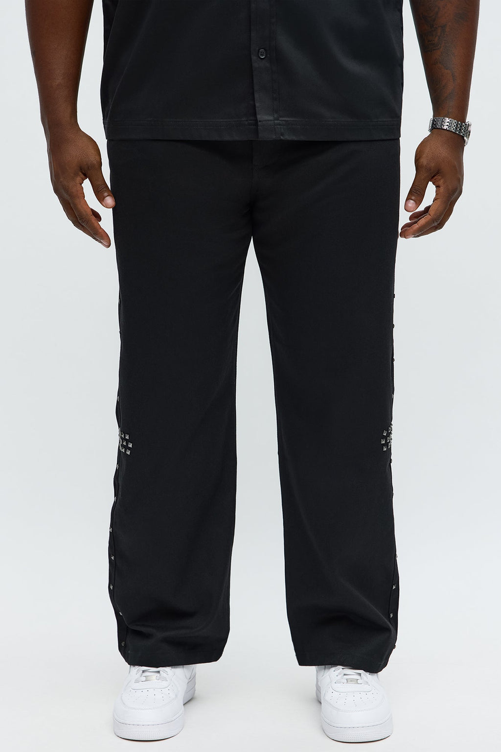 Stacked Slim Flare Don't Blame Me Studded Pant - Black