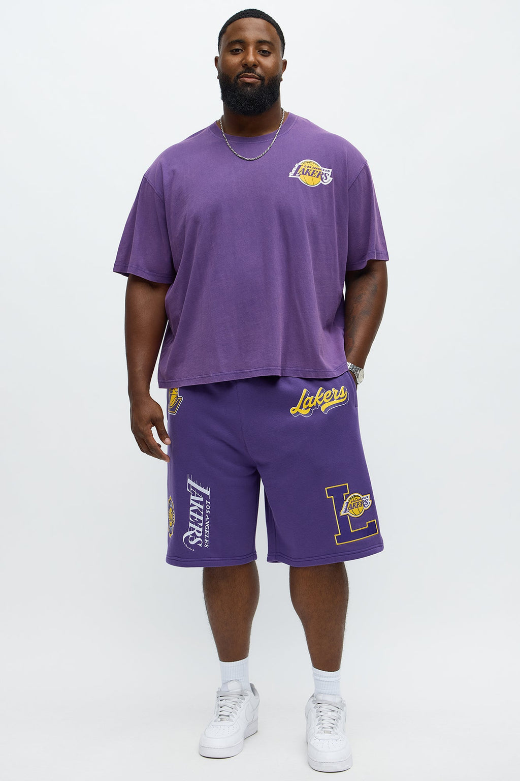 Lakers Freethrow Oversized Short Sleeve Tee - Purple