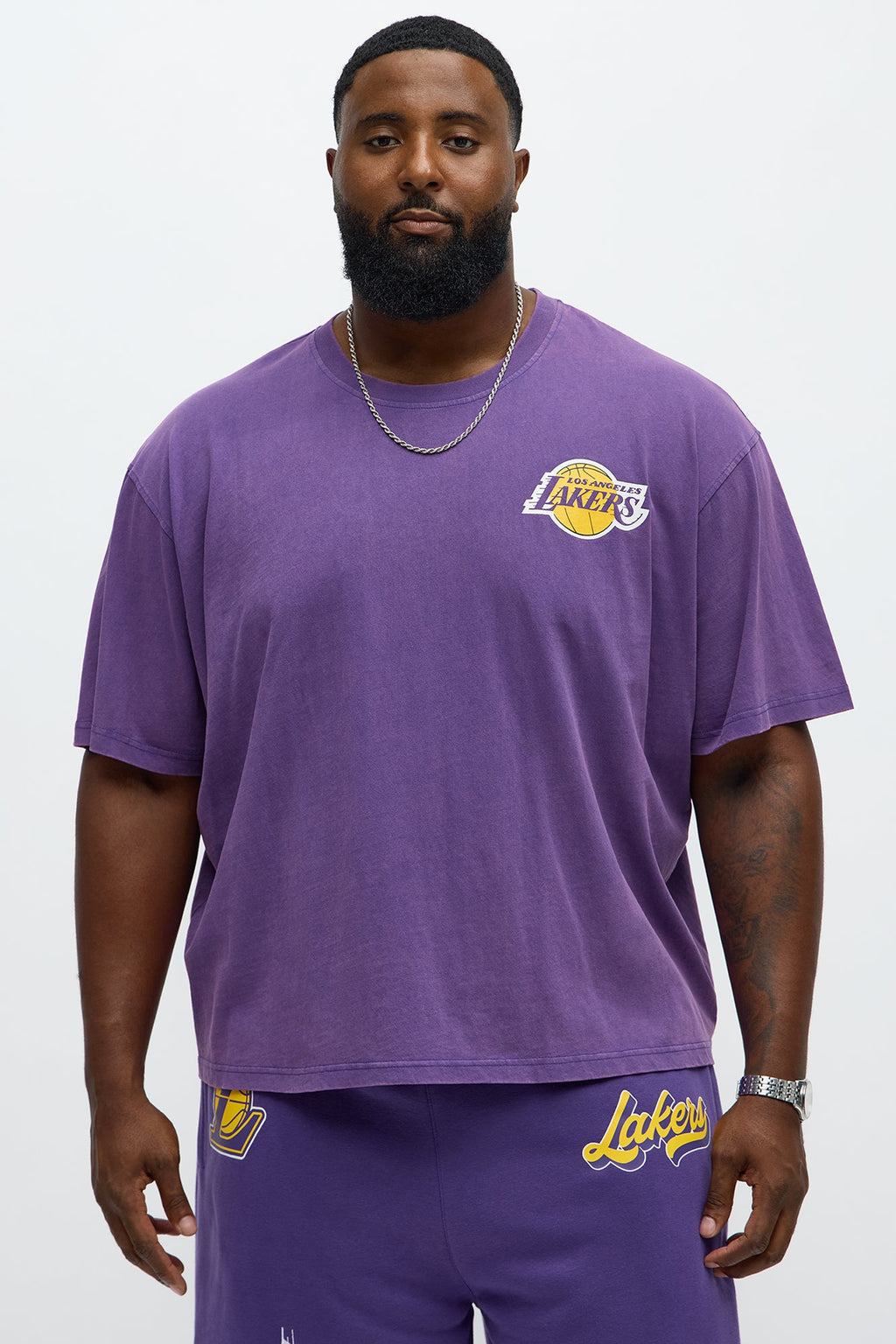 Lakers Freethrow Oversized Short Sleeve Tee - Purple