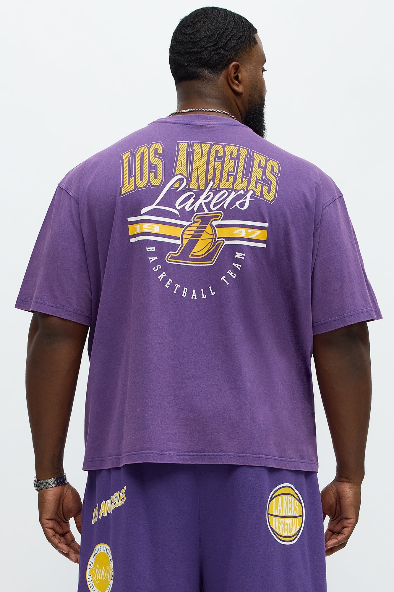 Lakers Freethrow Oversized Short Sleeve Tee - Purple