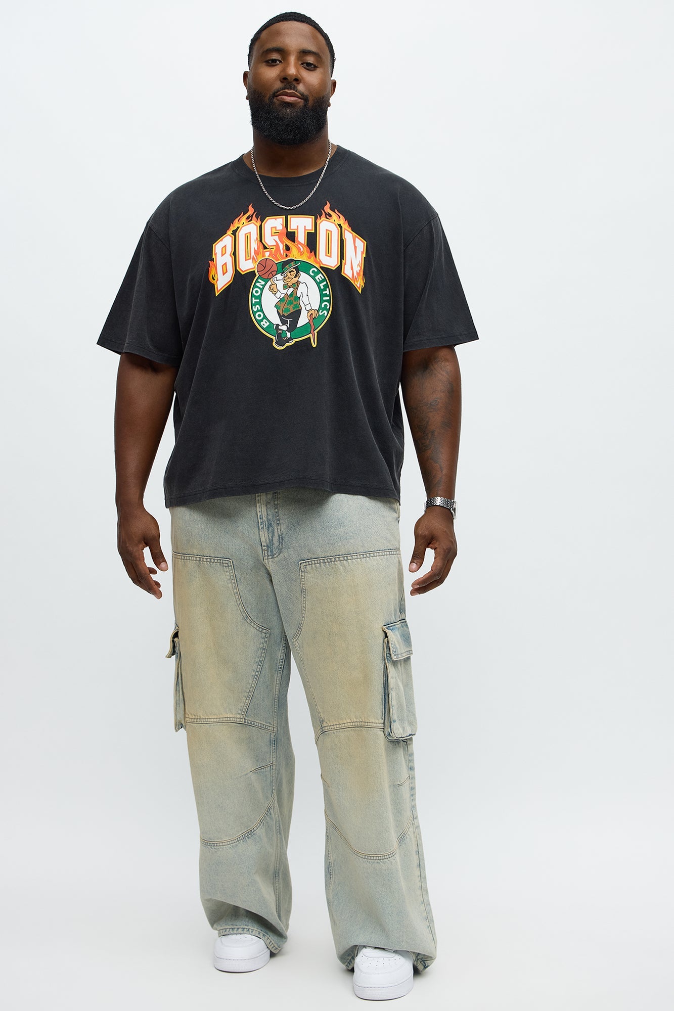 Celtics Slam Jam Oversized Short Sleeve Tee - Black