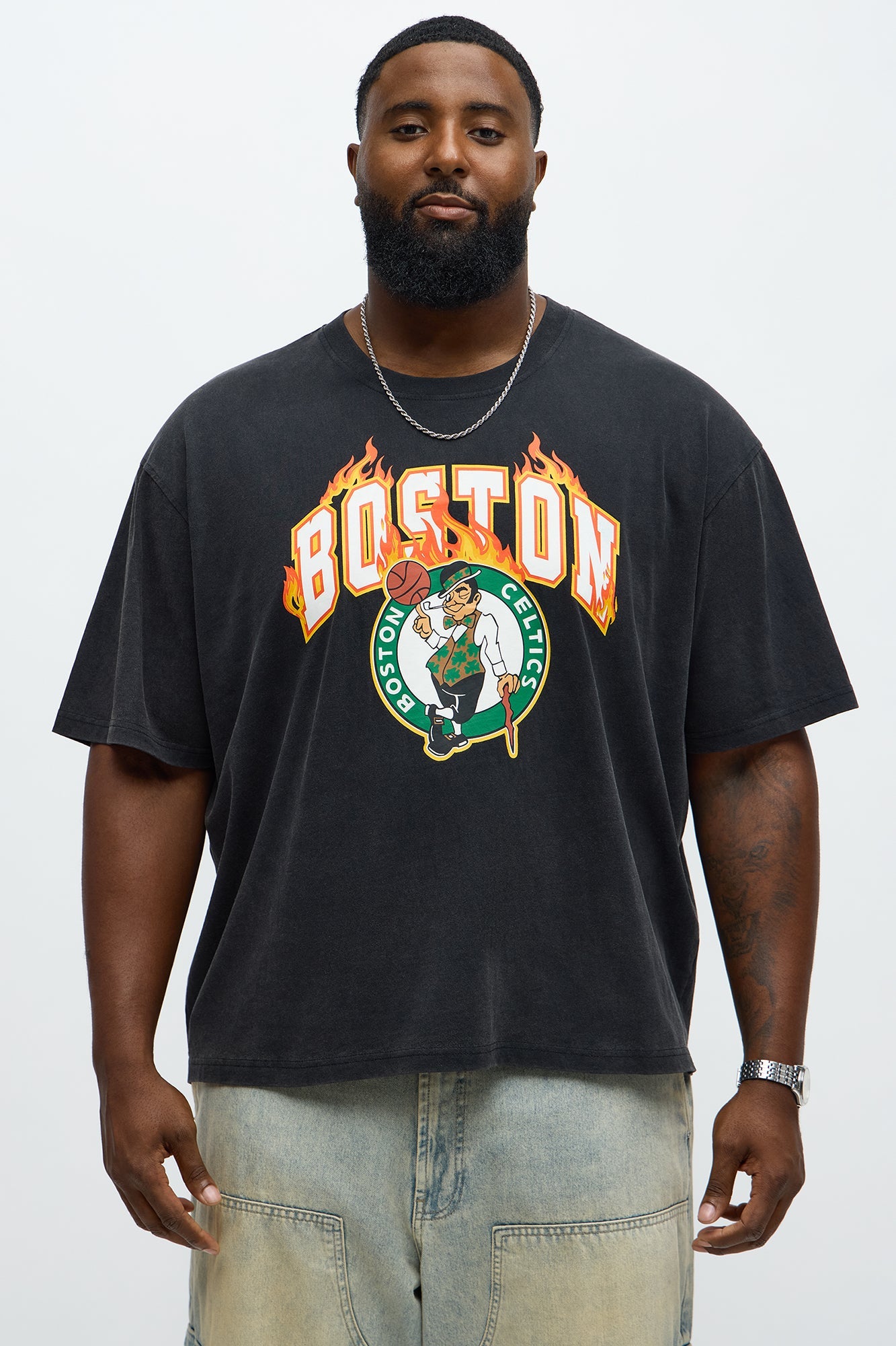 Celtics Slam Jam Oversized Short Sleeve Tee - Black