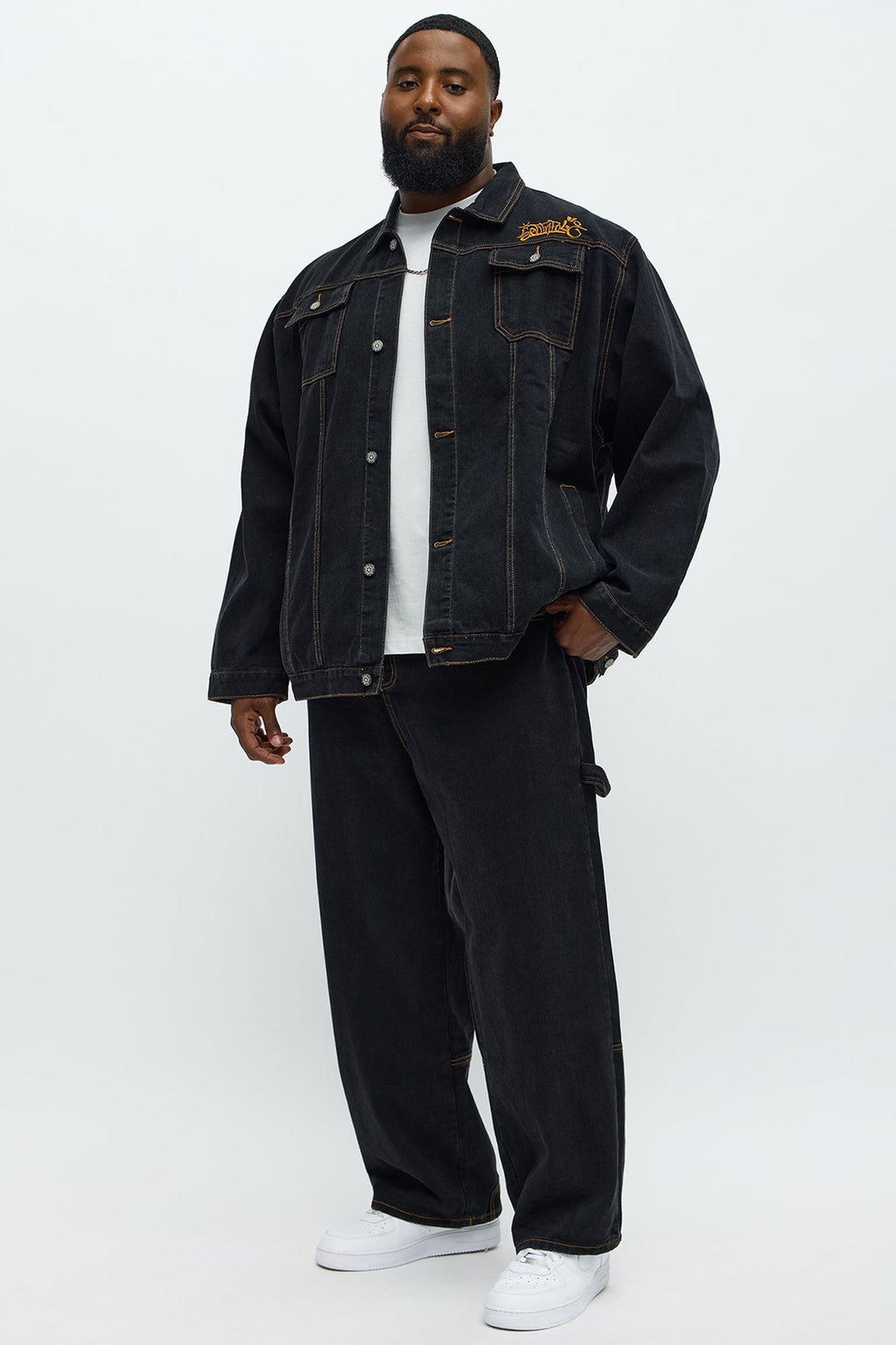 South Pole Baggy Contrast Stitch Jeans - Black