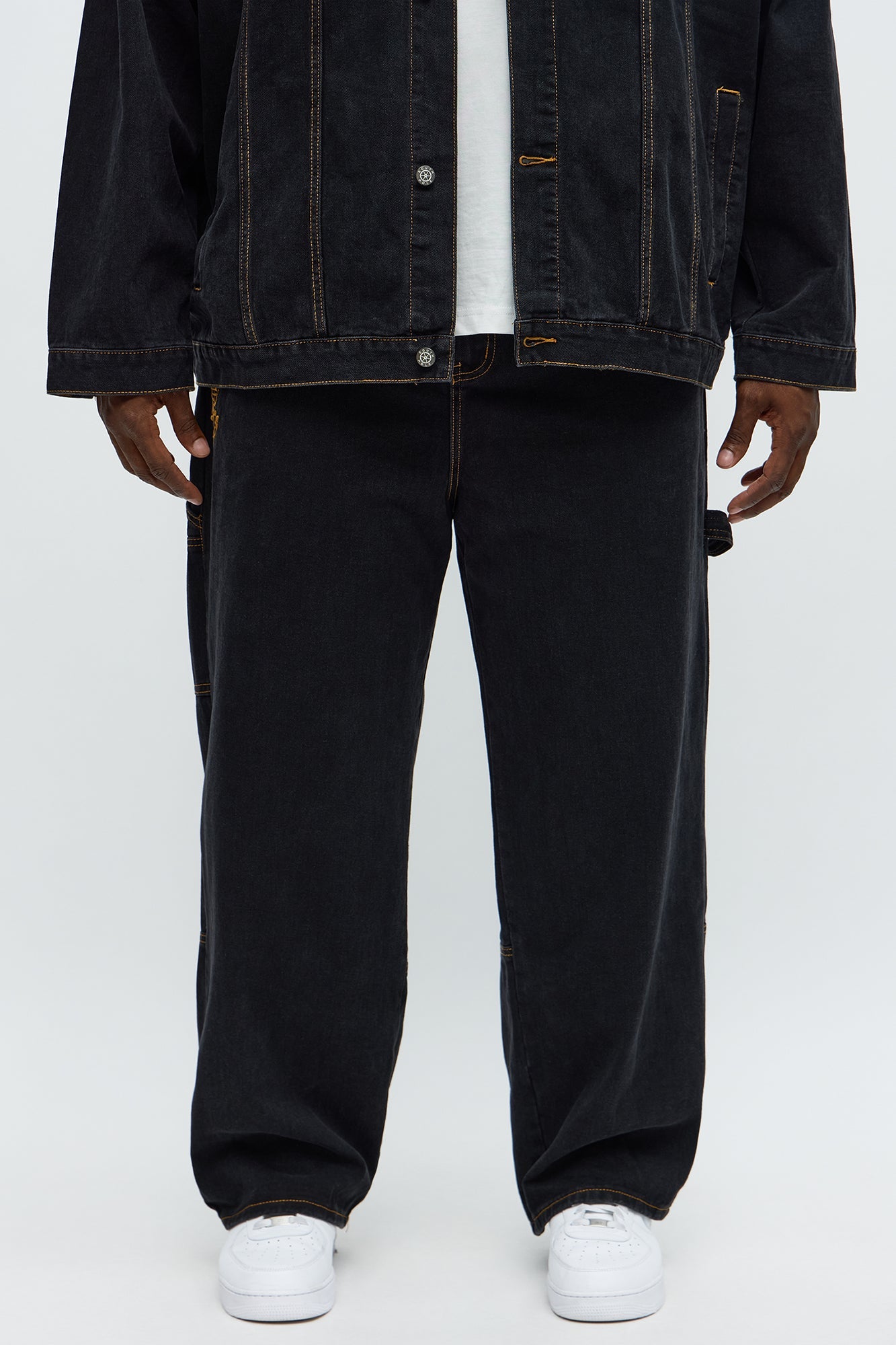 South Pole Baggy Contrast Stitch Jeans - Black