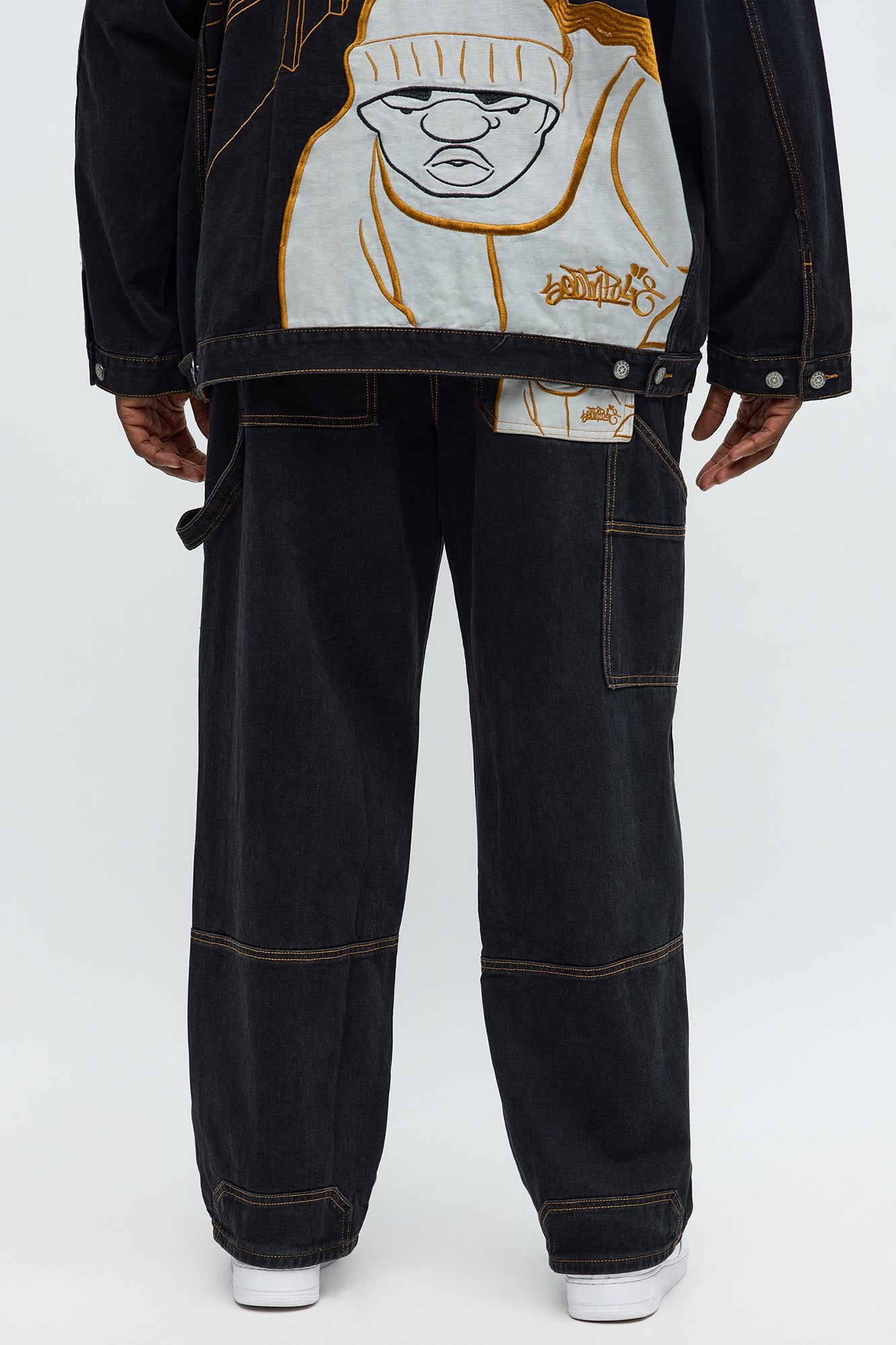 South Pole Baggy Contrast Stitch Jeans - Black