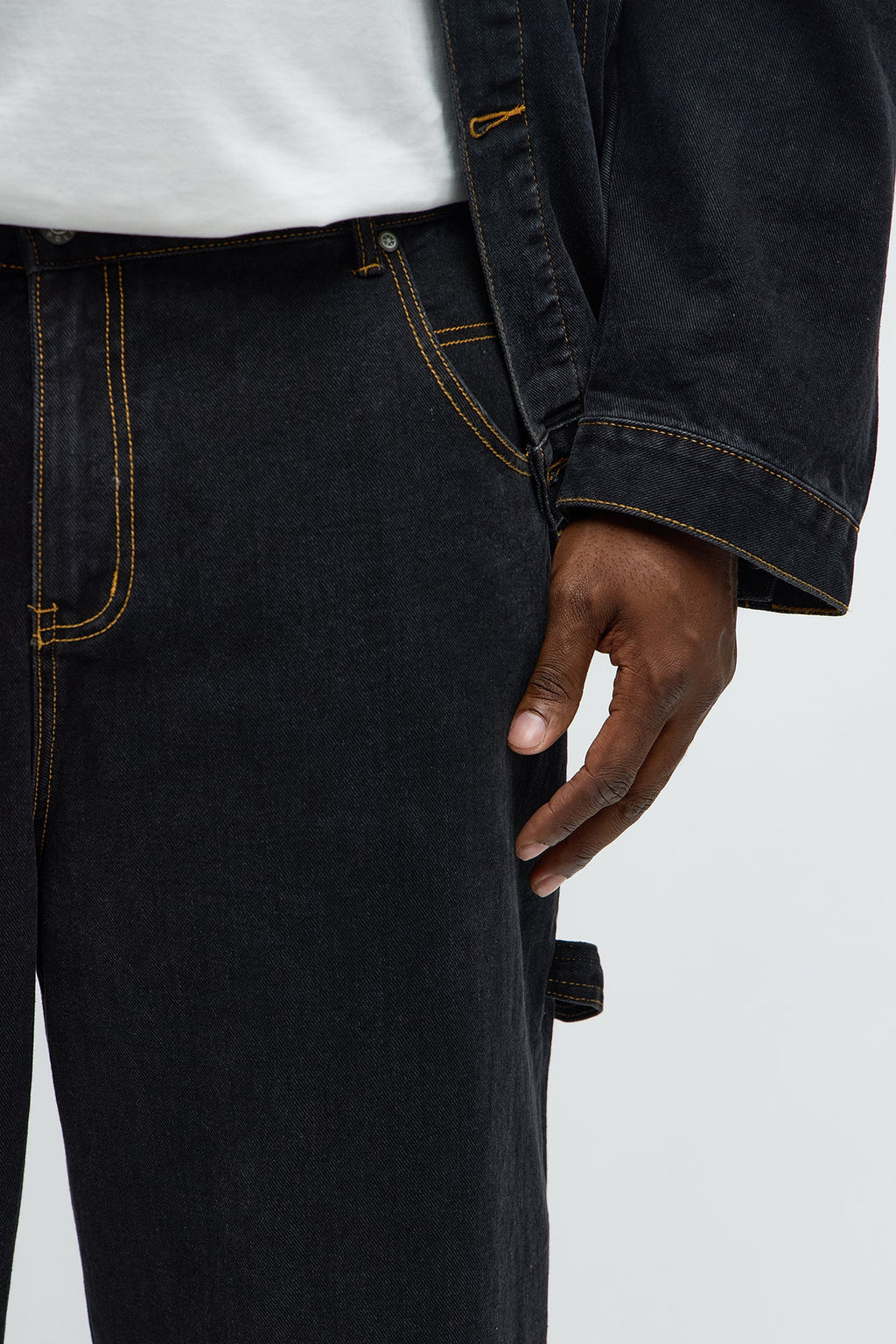 South Pole Baggy Contrast Stitch Jeans - Black