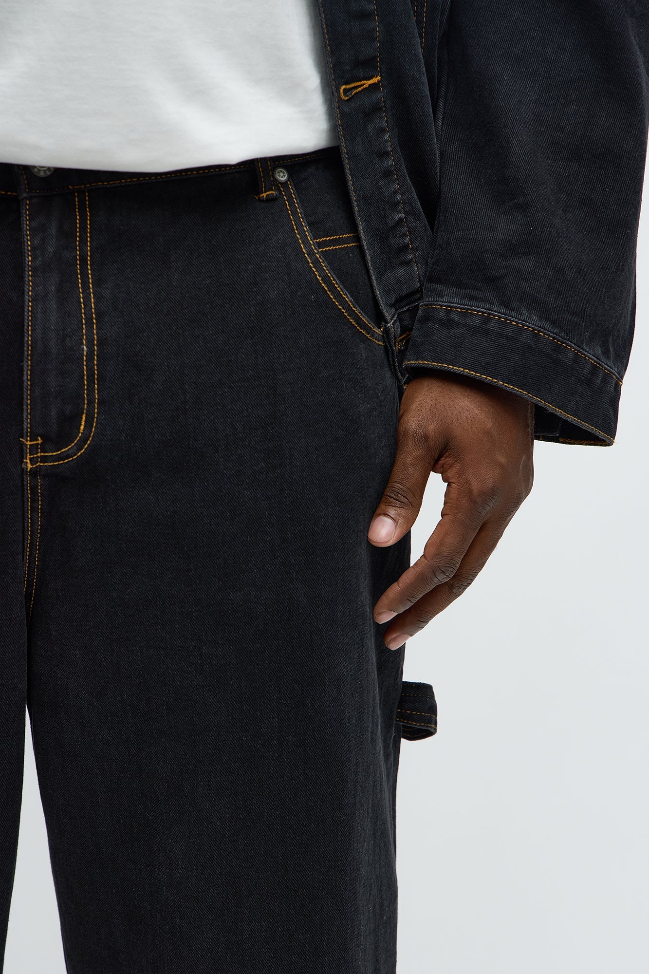South Pole Baggy Contrast Stitch Jeans - Black