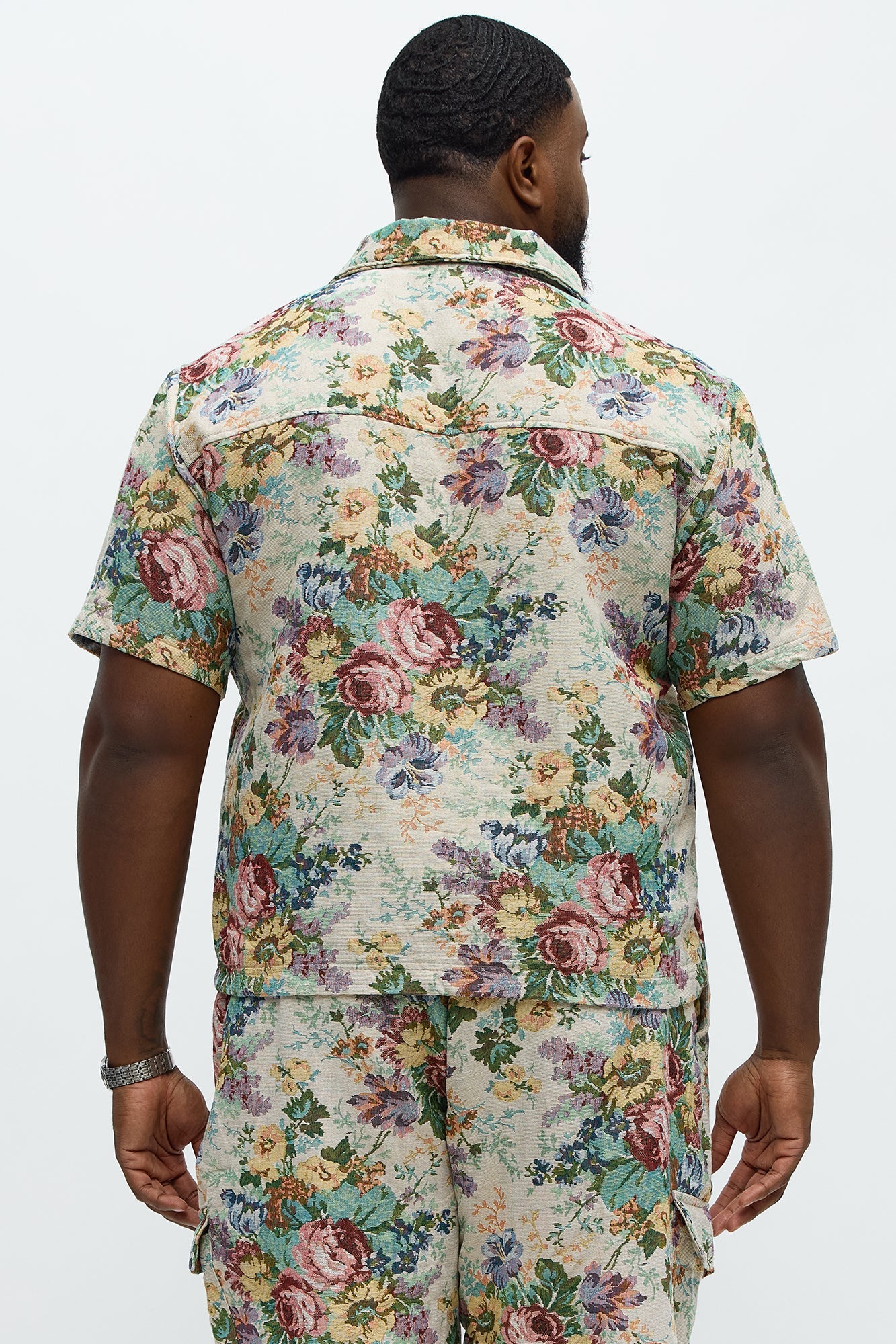 Regular Fit Rose Full Button Up Shirt - Multi Color