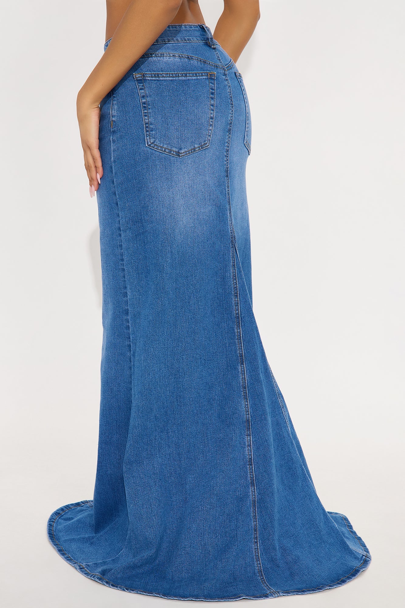 Courtney Denim Maxi Skirt - Medium Wash