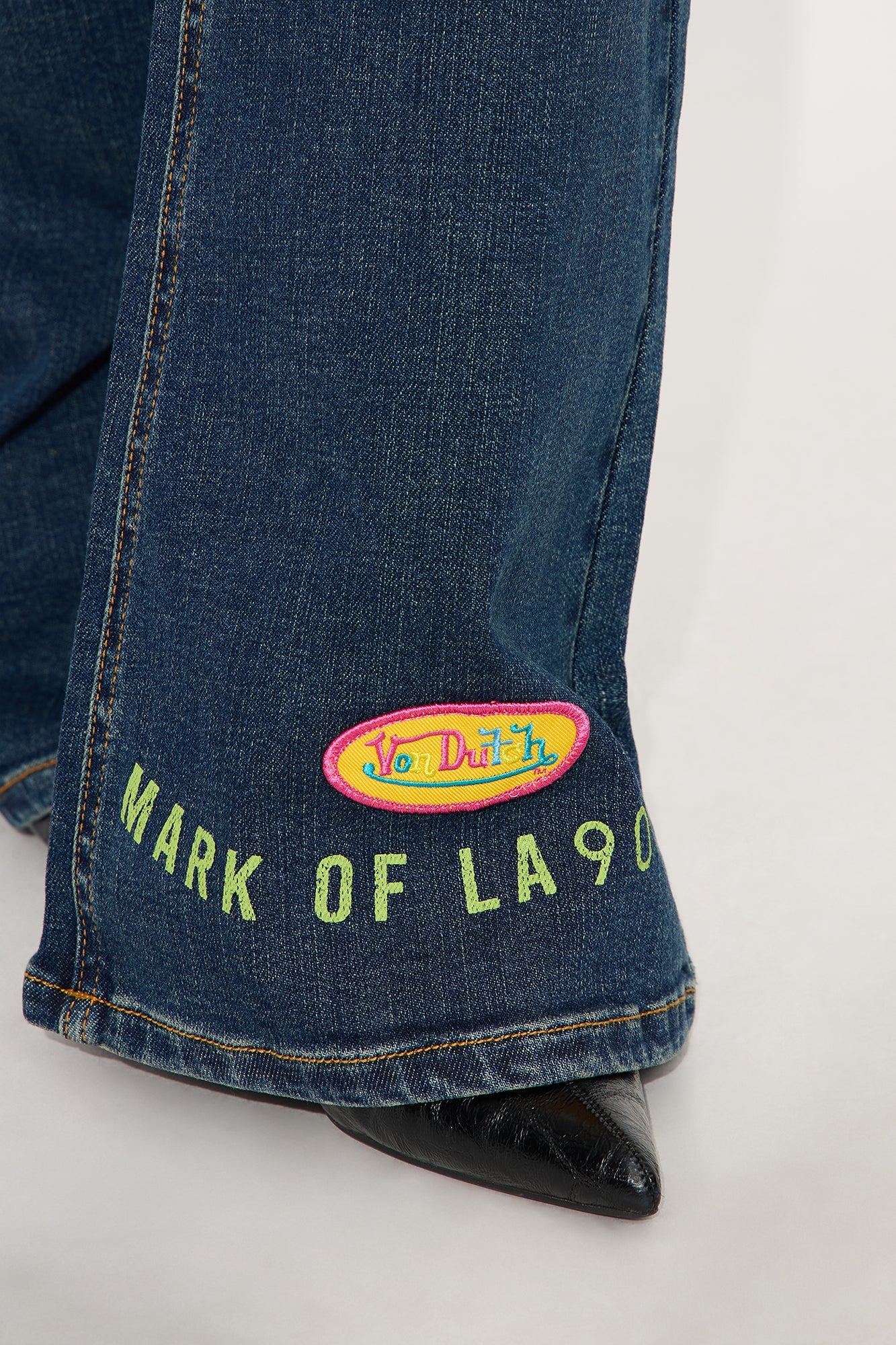 Von Dutch Tinted Low Rise Flare Jeans - Dark Wash