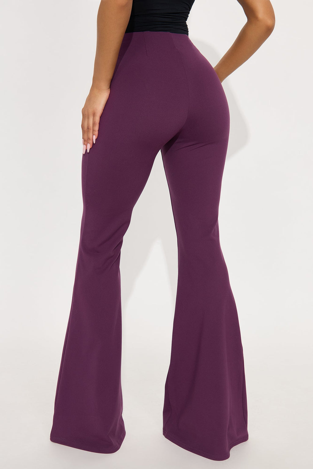 A Little Too Late Mid Rise Flare Pant 34 - Plum