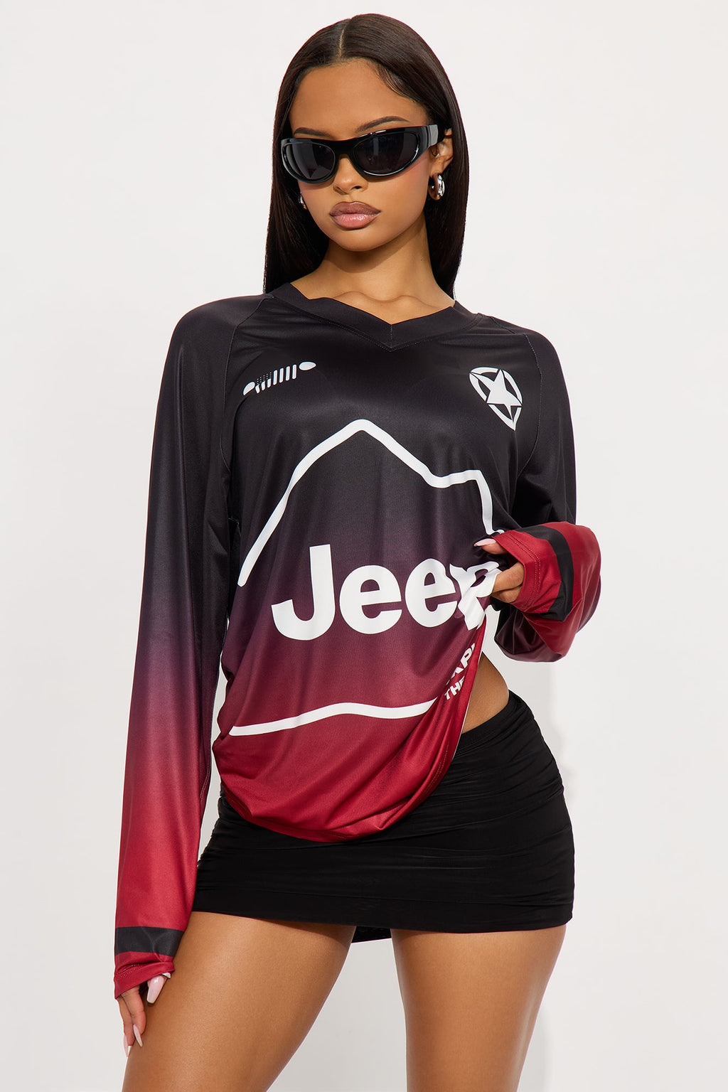 Jeep In The Mountains Jersey - Burgundy/combo
