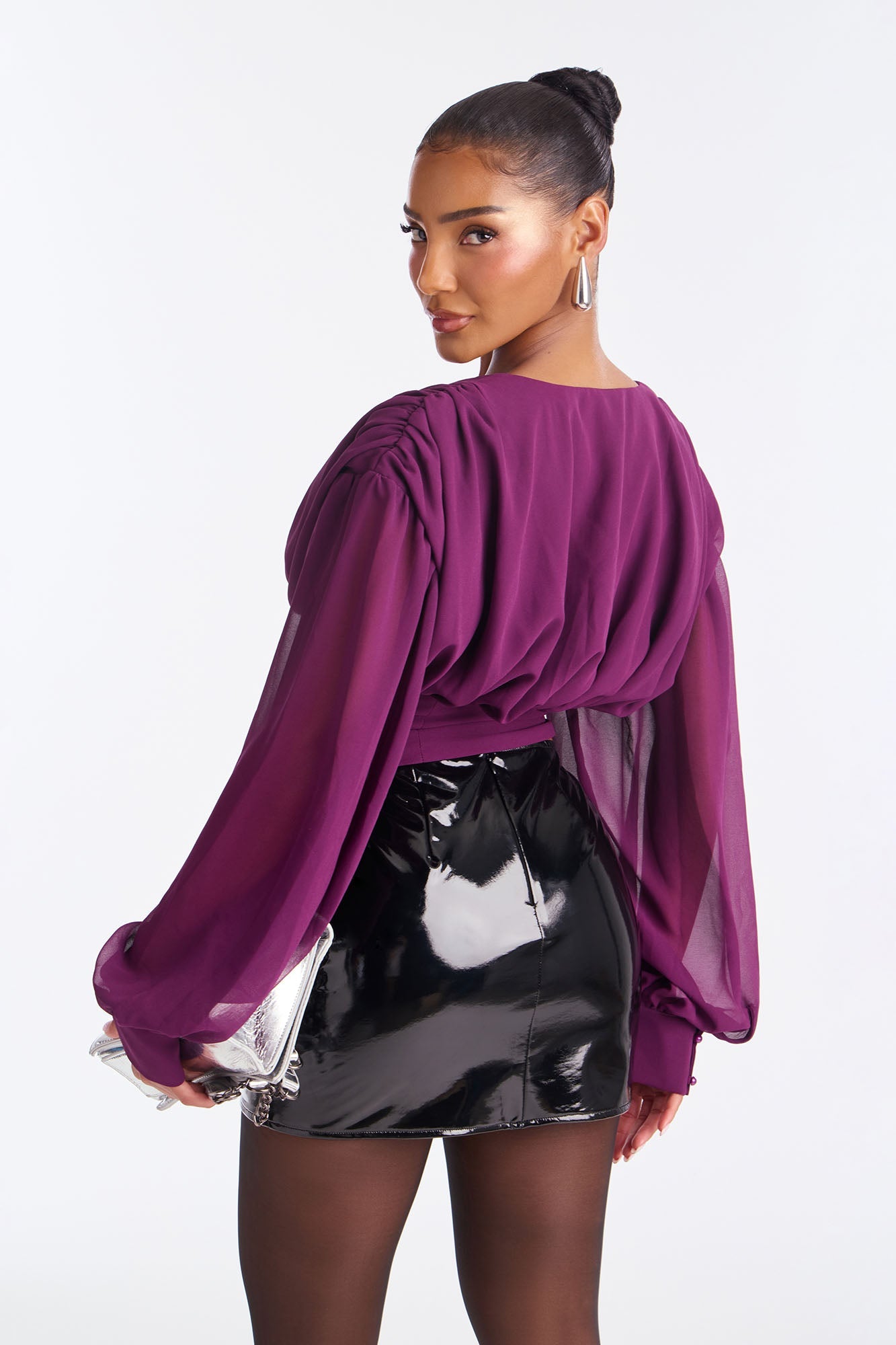 Cute But Psycho Chiffon Corset Top - Plum