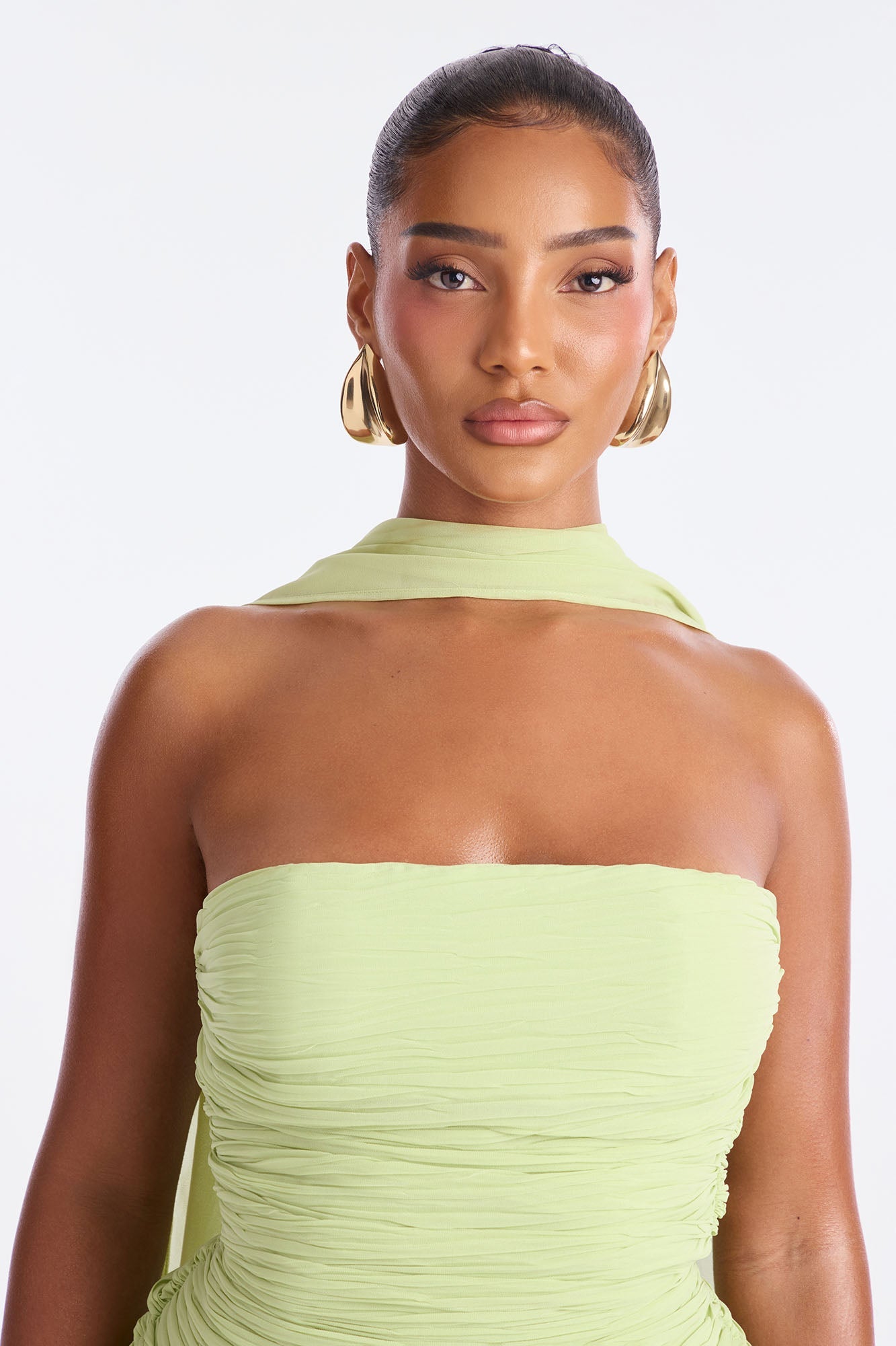 Marielle Pleated Scarf Gown - Sage