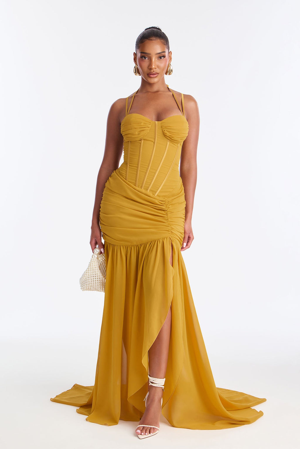 Sweet As Me Chiffon Maxi Dress - Mustard