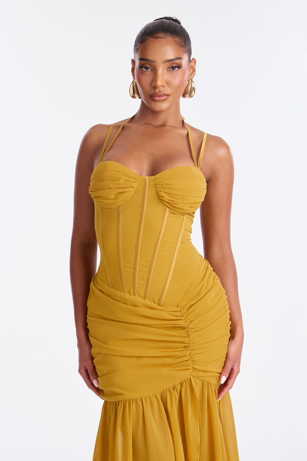 Sweet As Me Chiffon Maxi Dress - Mustard