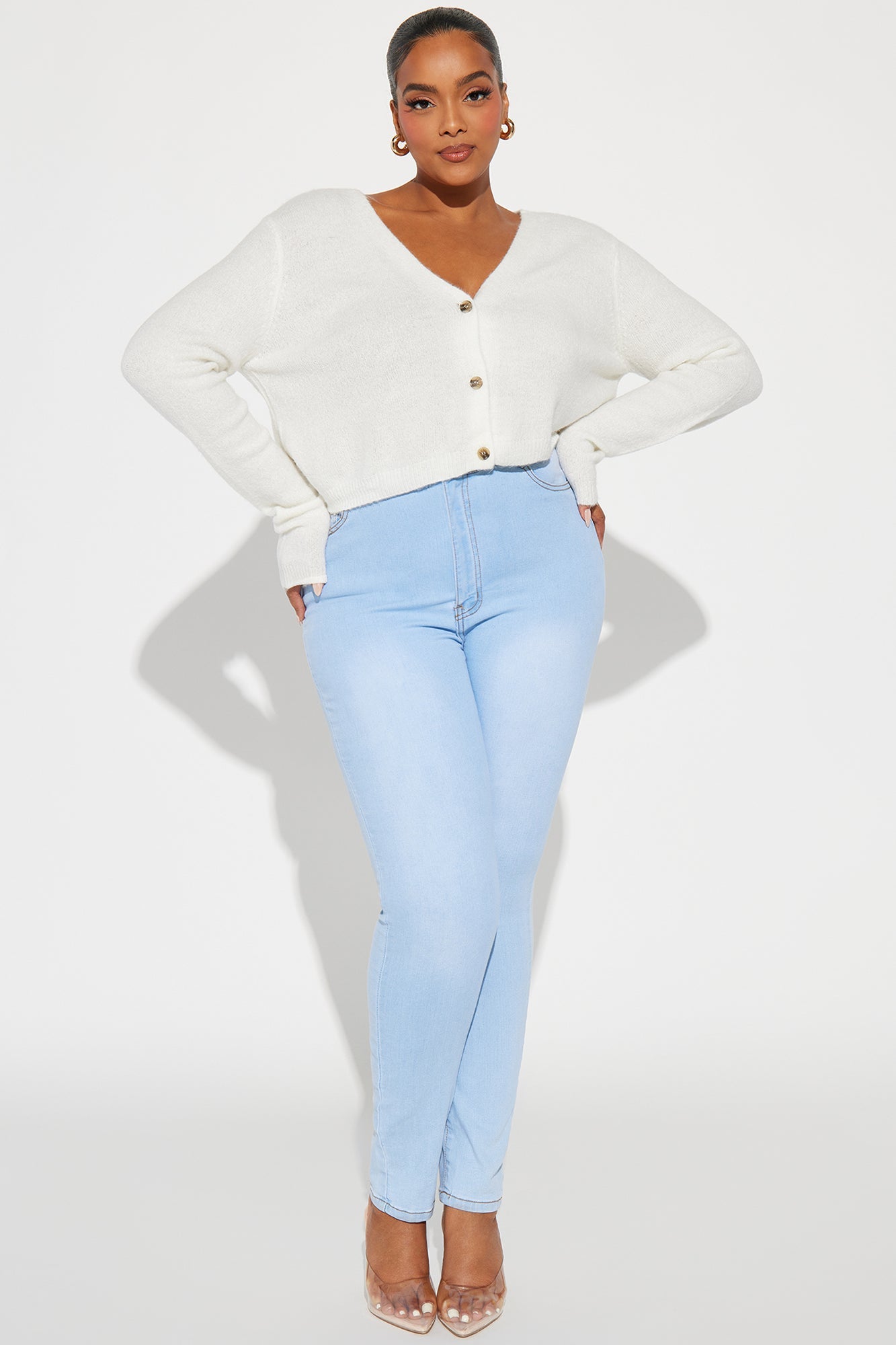 Albyn Cropped Cardigan Sweater - Off White
