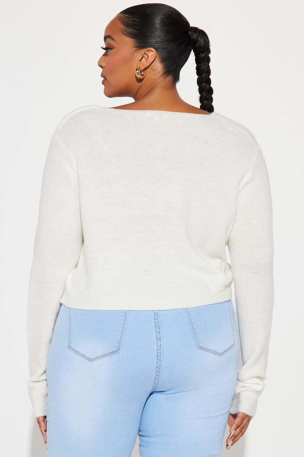 Albyn Cropped Cardigan Sweater - Off White