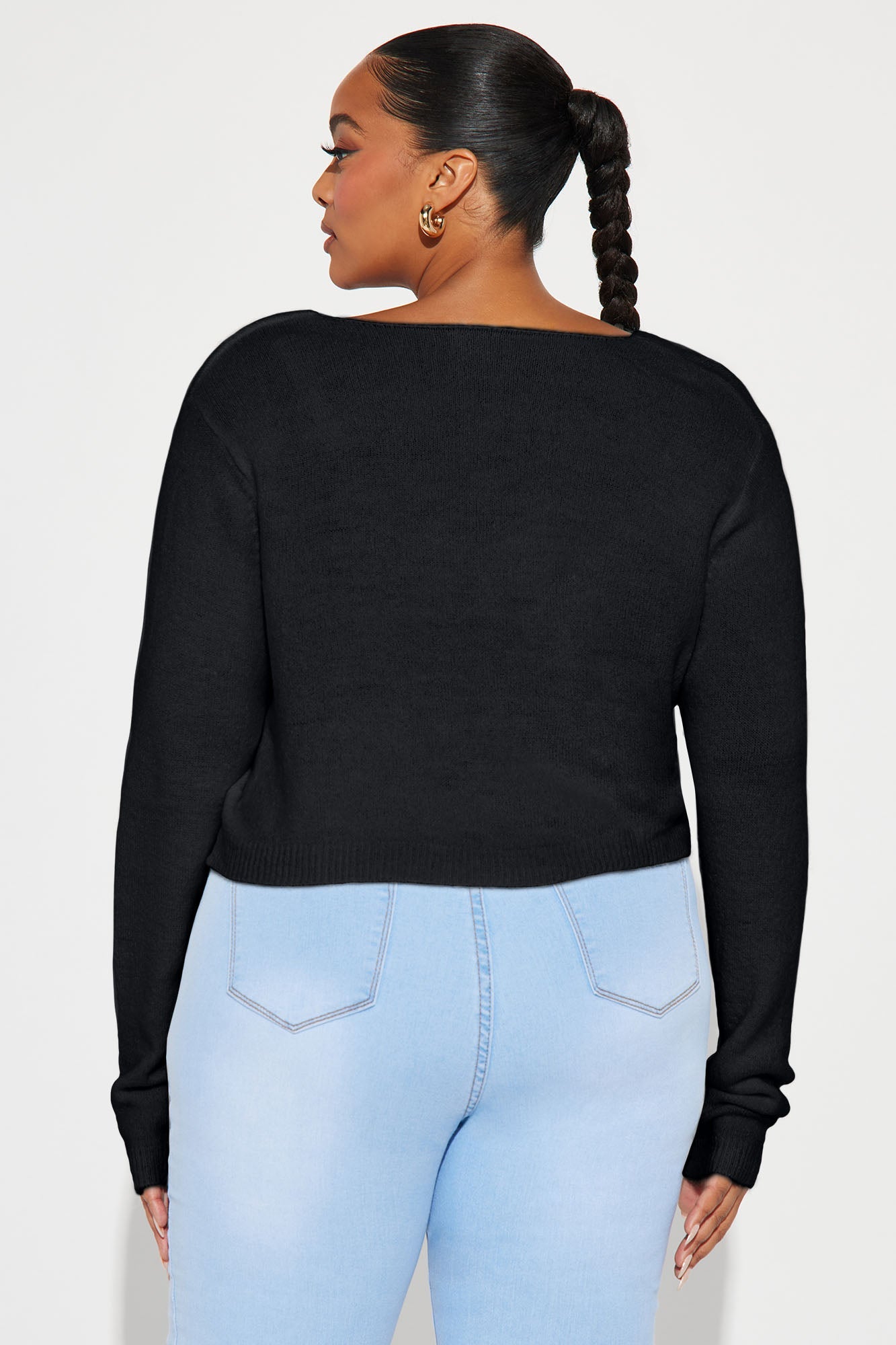 Albyn Cropped Cardigan Sweater - Black