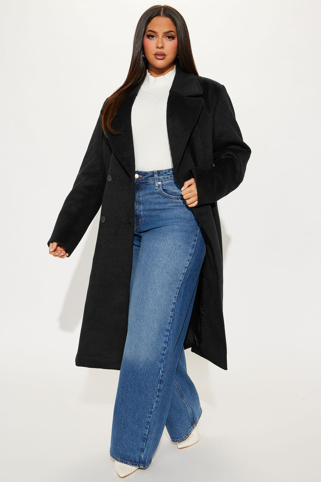 Melonie Wool Trench Coat - Black