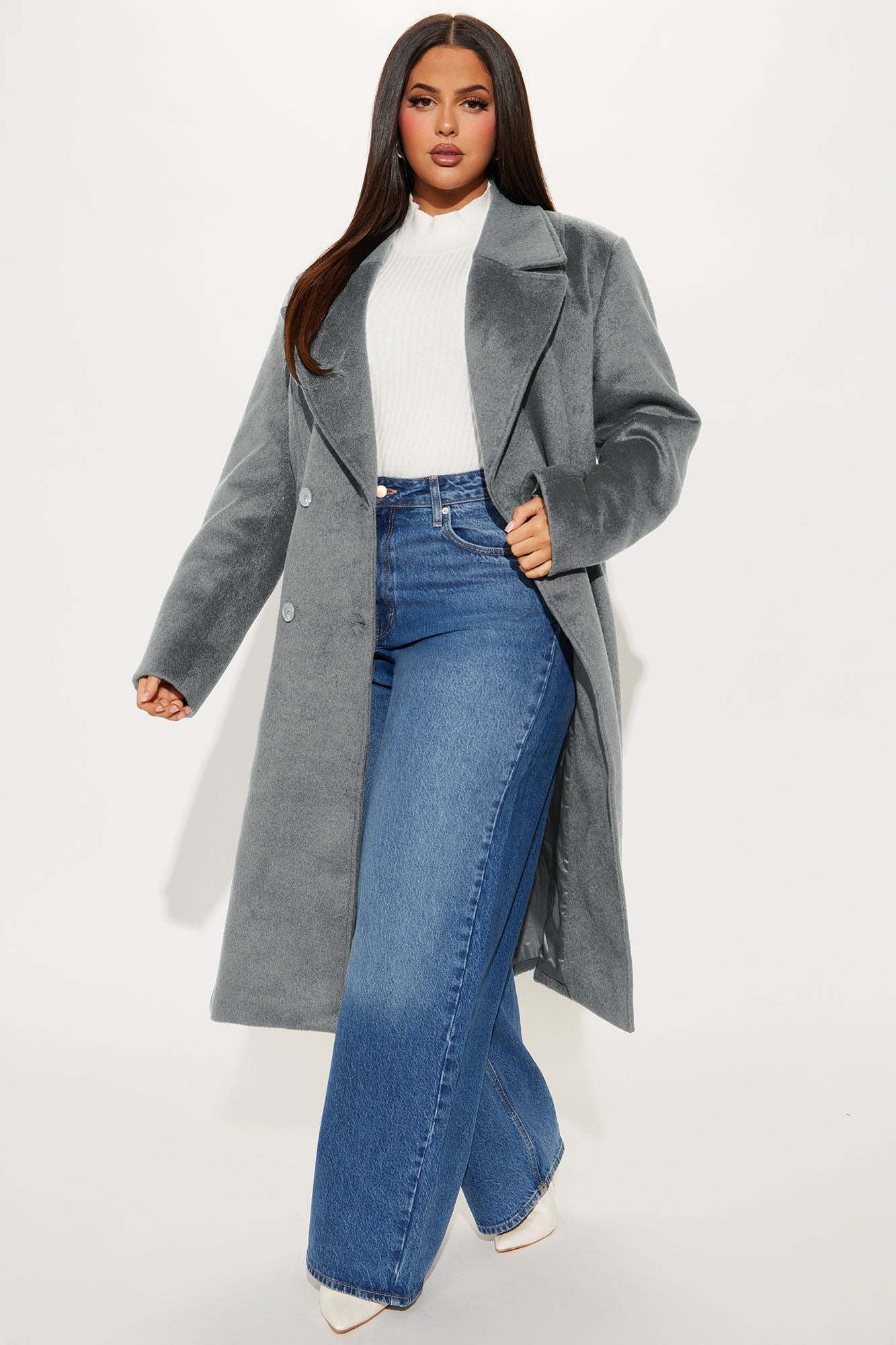 Melonie Wool Trench Coat - Heather Grey