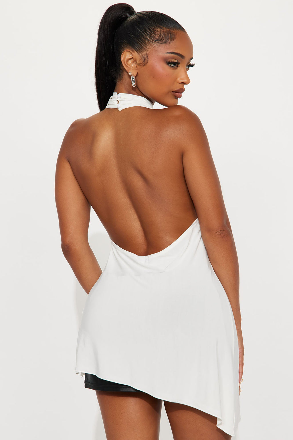 Cassia Mock Neck Halter Top - Ivory