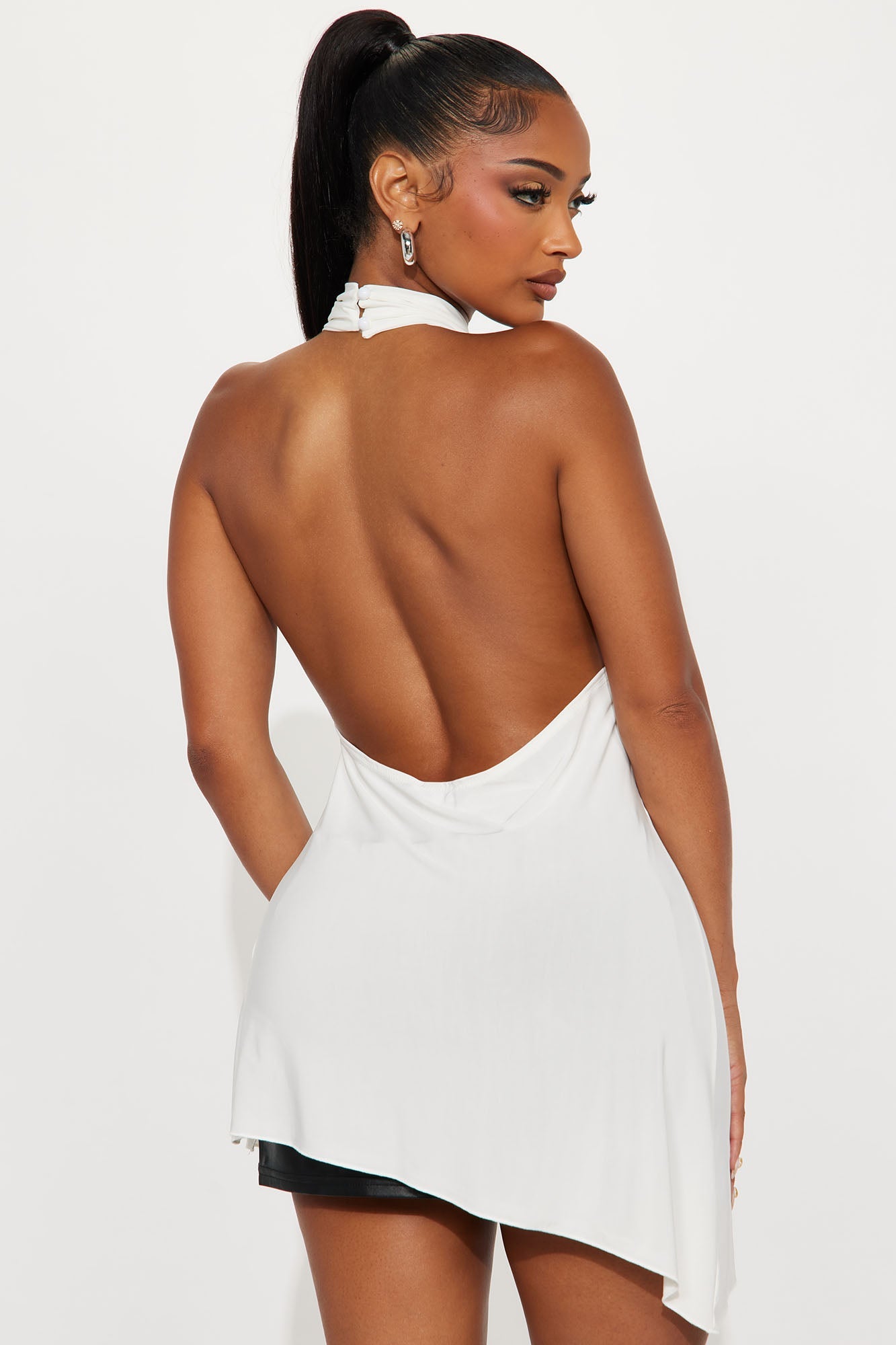 Cassia Mock Neck Halter Top - Ivory