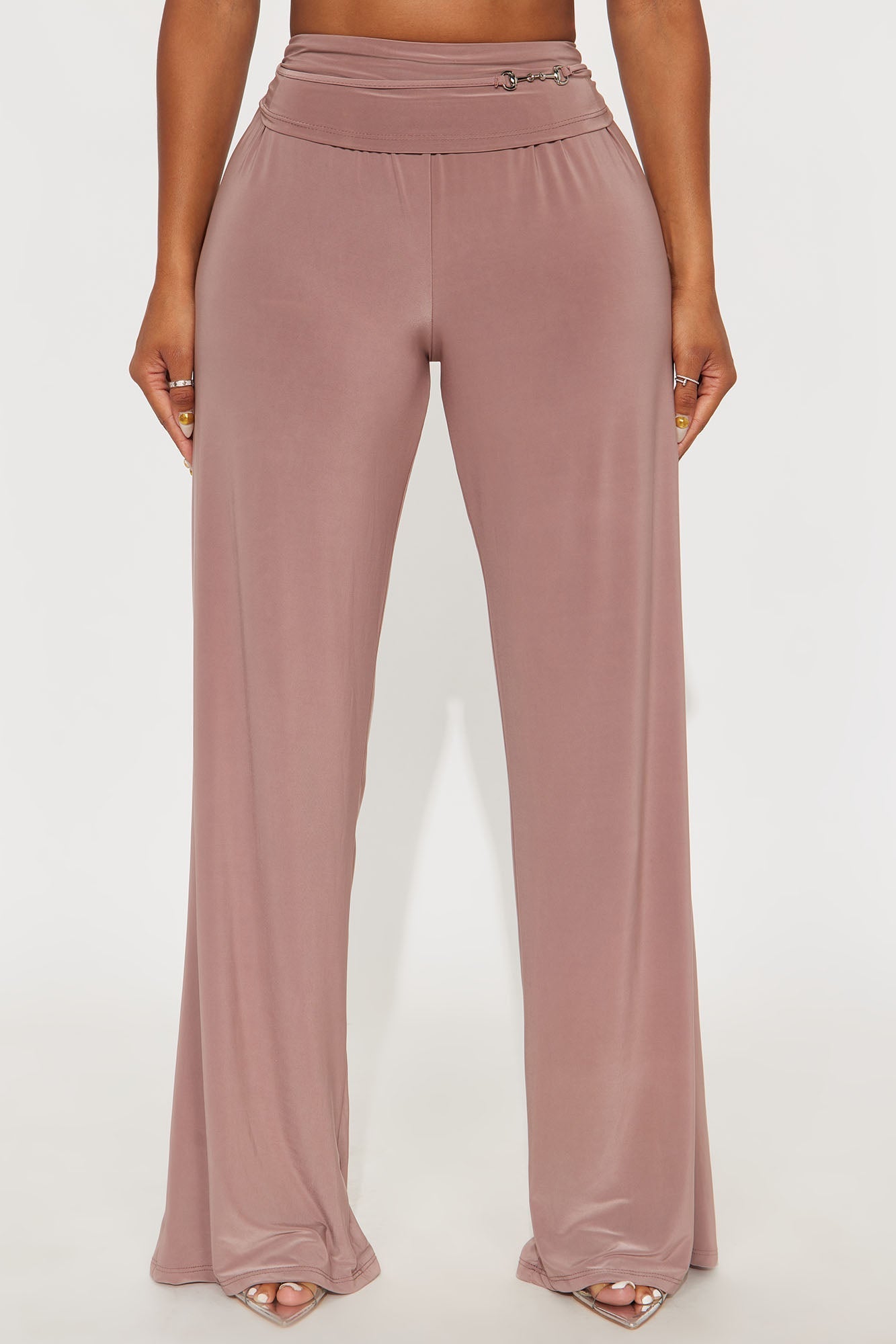I'm The Moment Mid Rise Wide Leg Hardware Pant 33 - Mocha