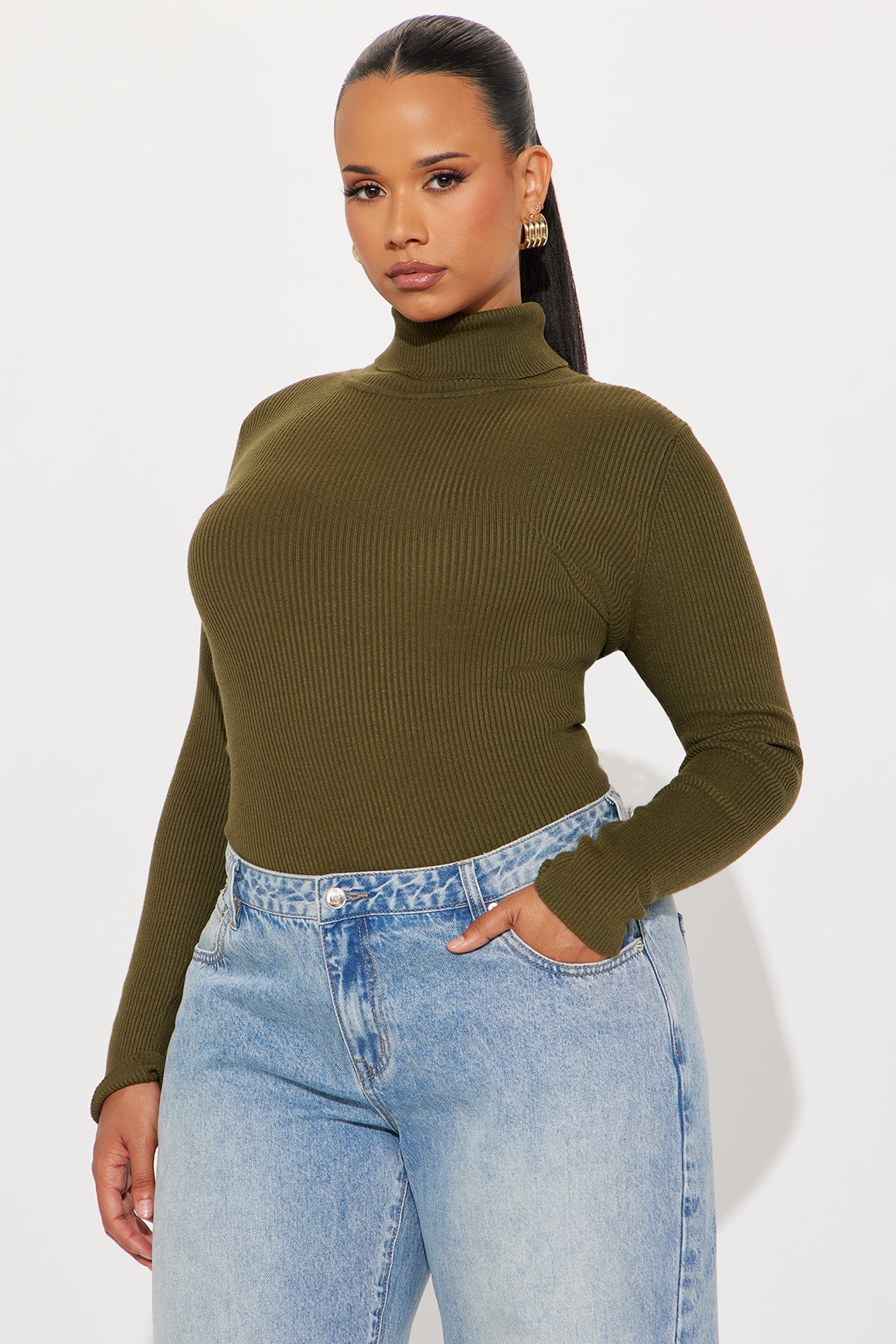 Tara Turtle Neck Sweater - Olive