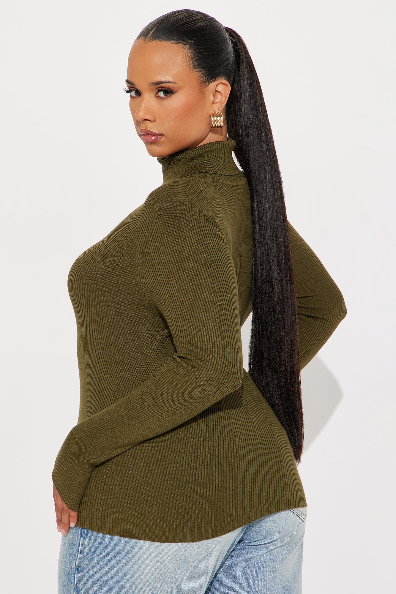 Tara Turtle Neck Sweater - Olive