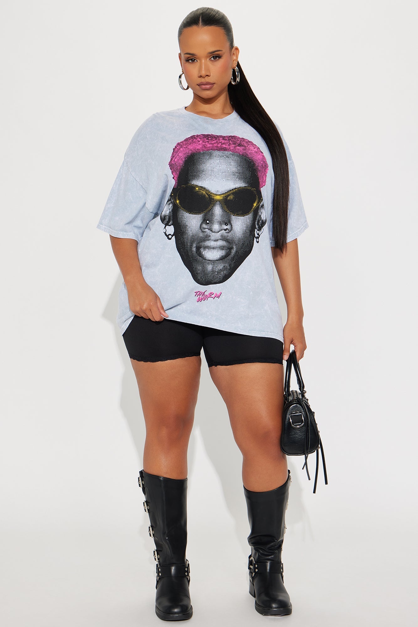 Dennis Rodman Pink Hair Washed Tee - Grey Mineral Wash