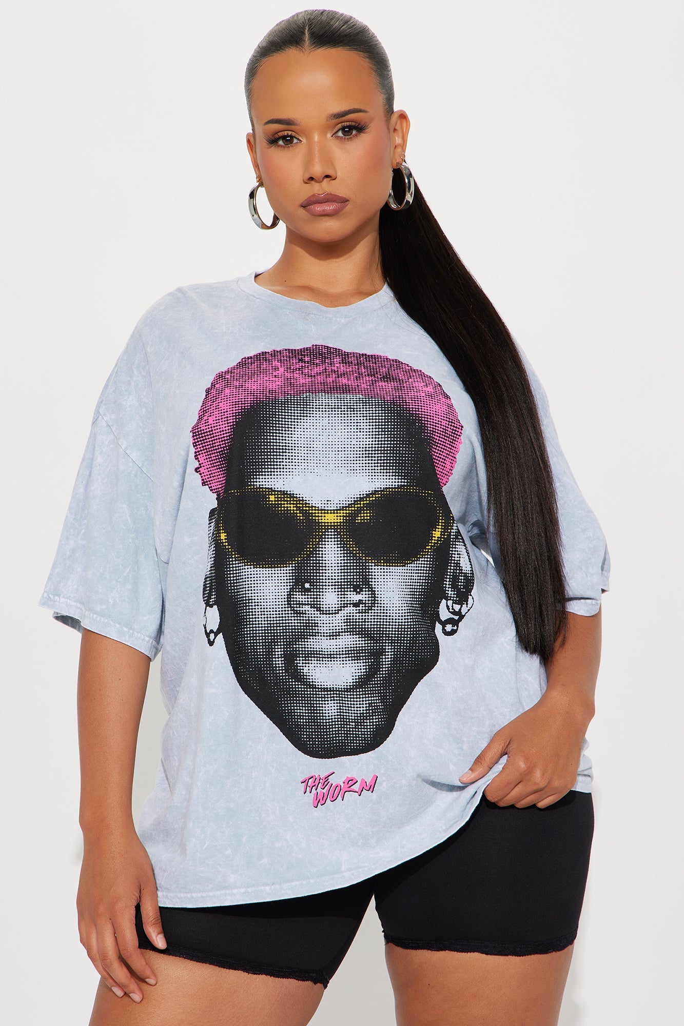 Dennis Rodman Pink Hair Washed Tee - Grey Mineral Wash