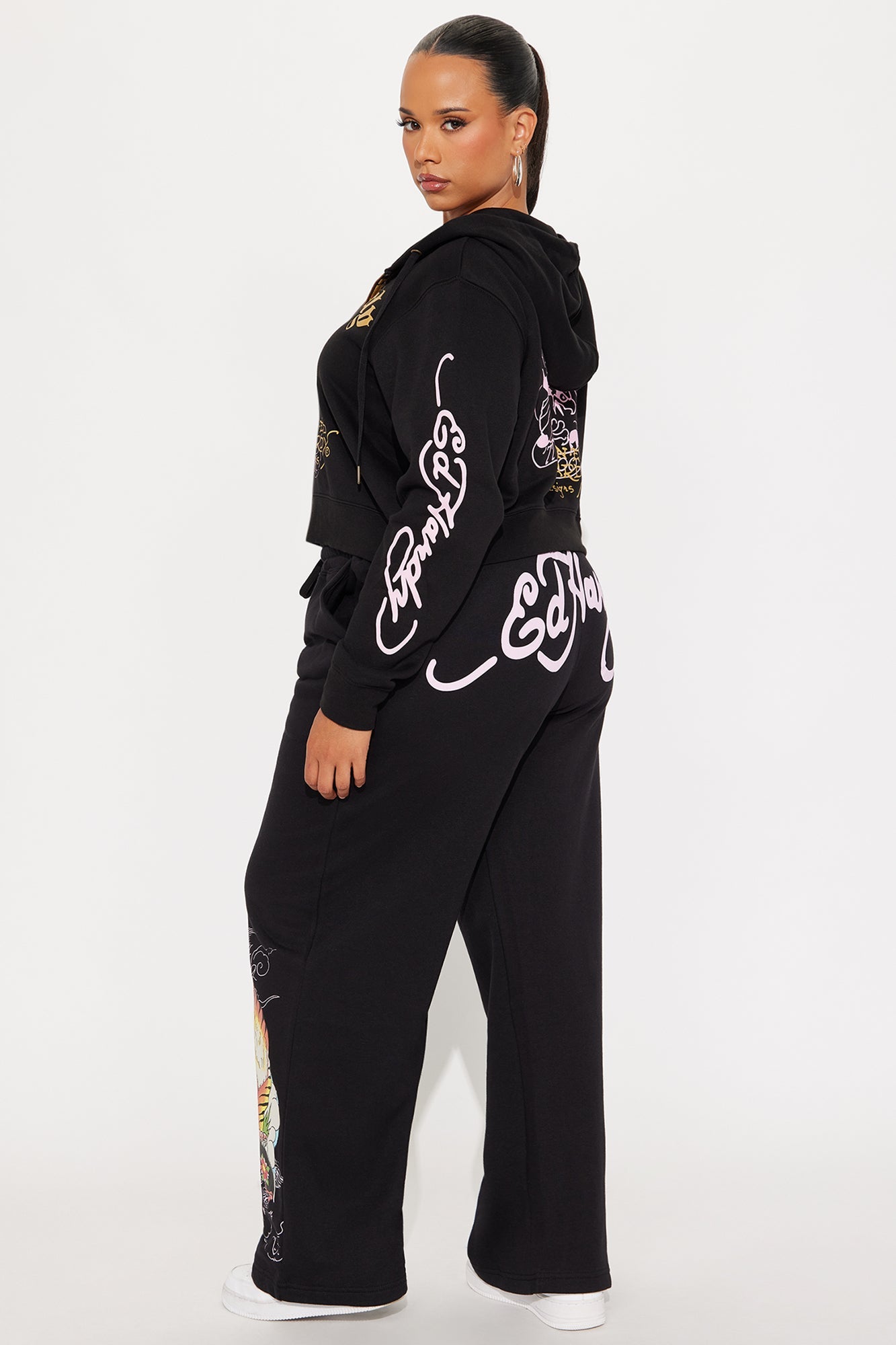 Ed Hardy Tiger Cliff Zip Up Hoodie - Black