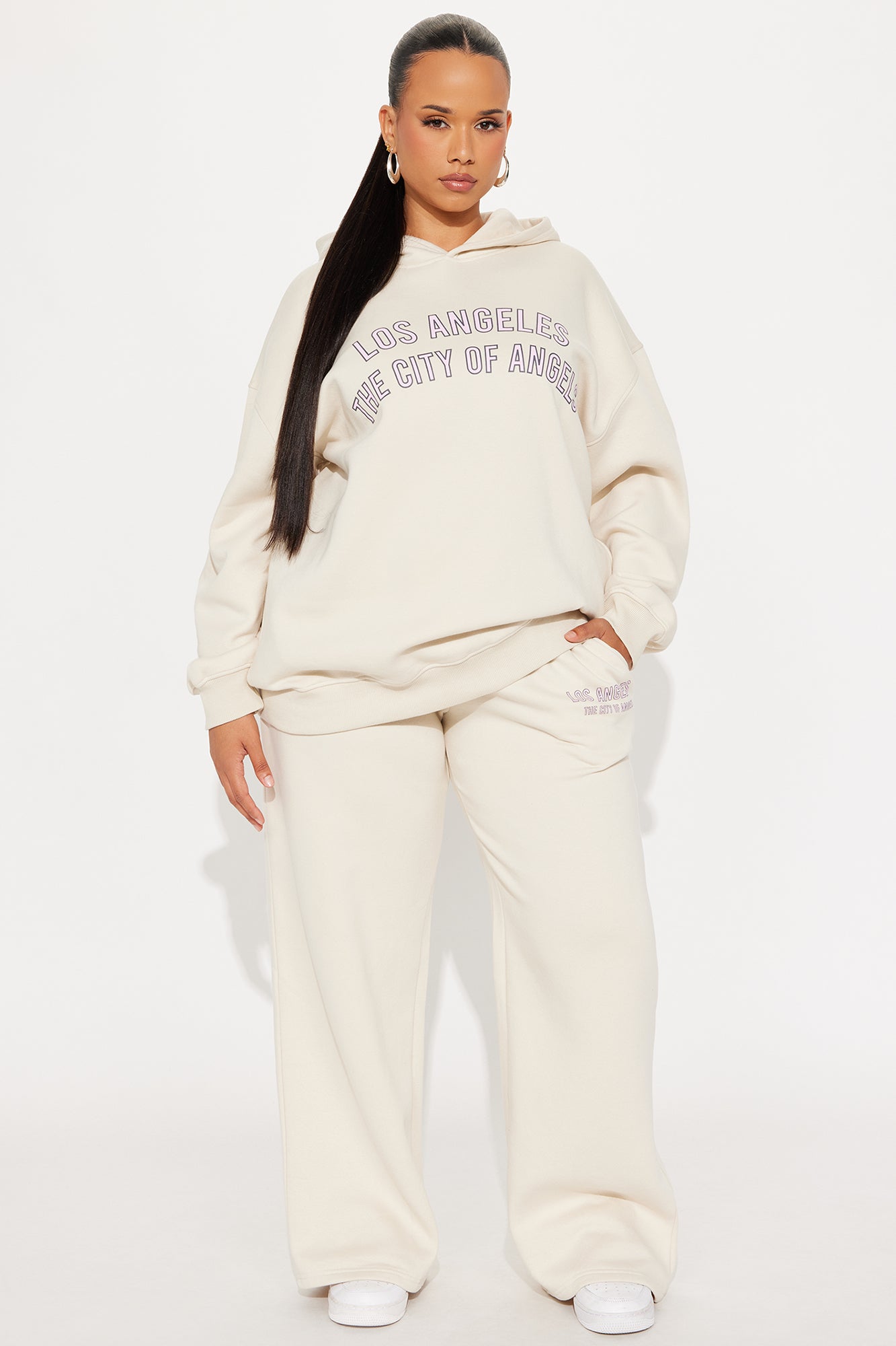 City Of Angels Fleece Pant Set - Taupe