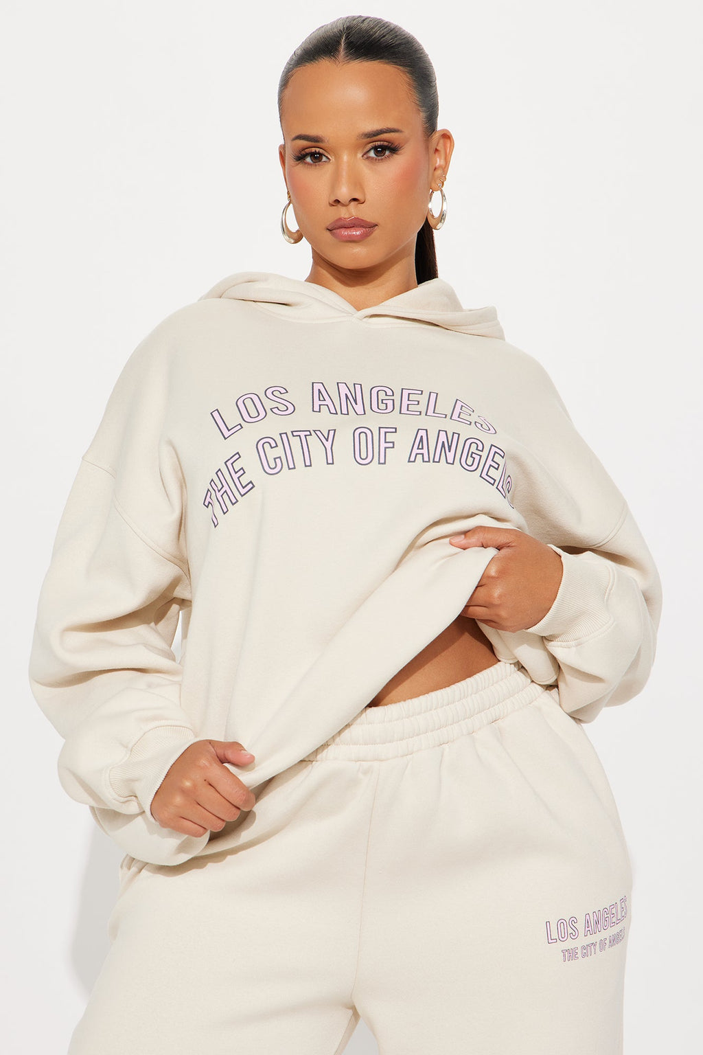 City Of Angels Fleece Pant Set - Taupe