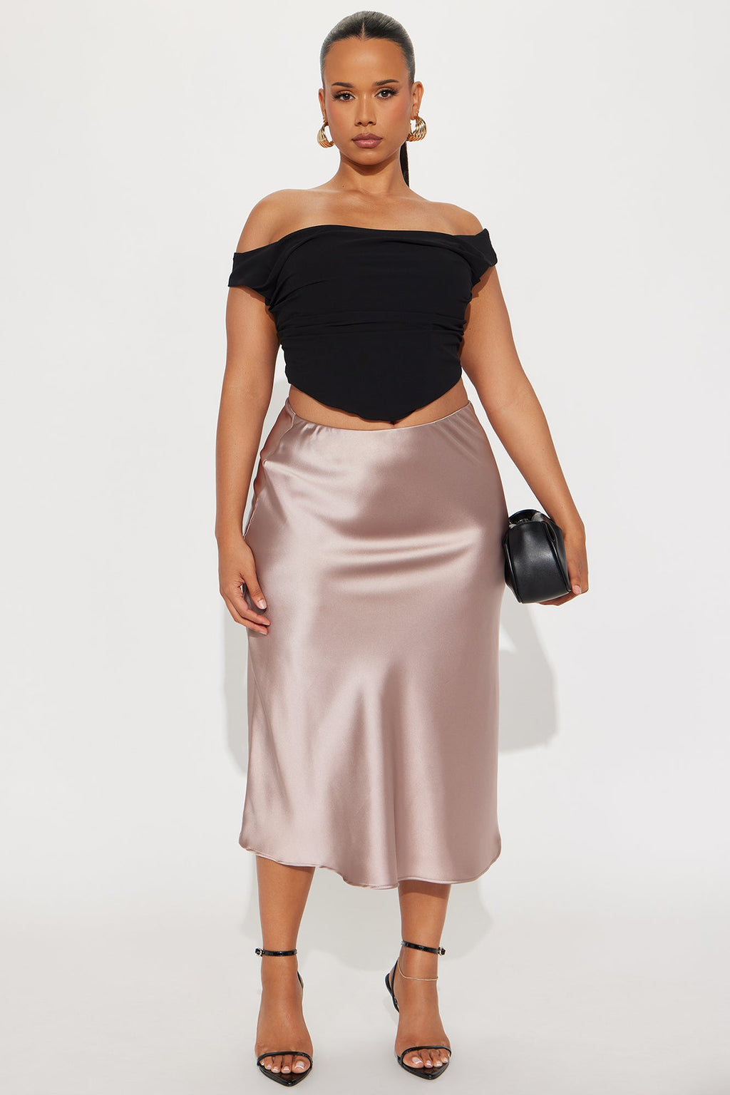 Girls Need Love Satin Midi Skirt - Mocha