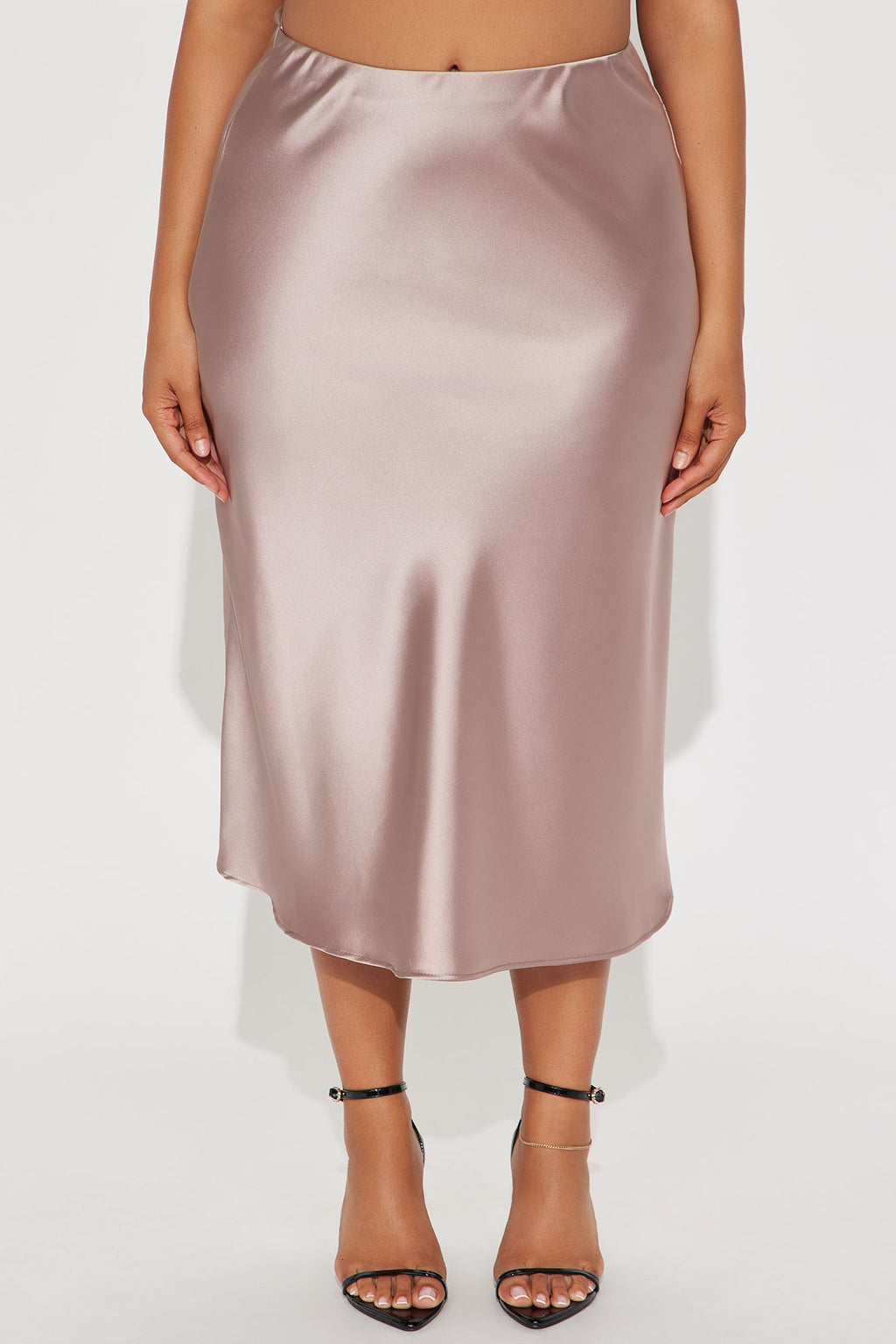 Girls Need Love Satin Midi Skirt - Mocha
