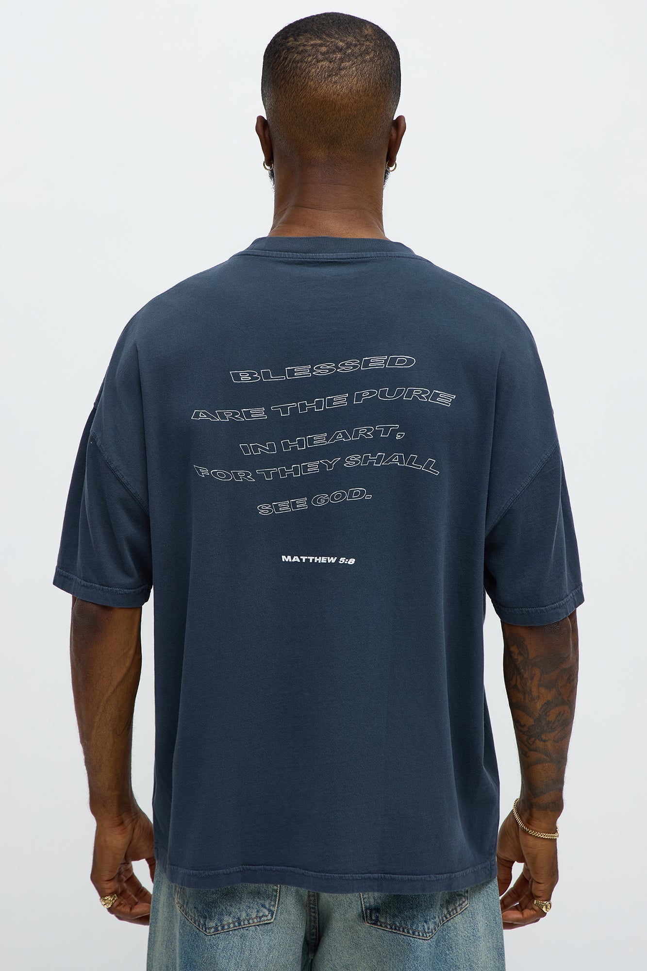 Blessed Butterfly Oversized Short Sleeve Tee - Navy