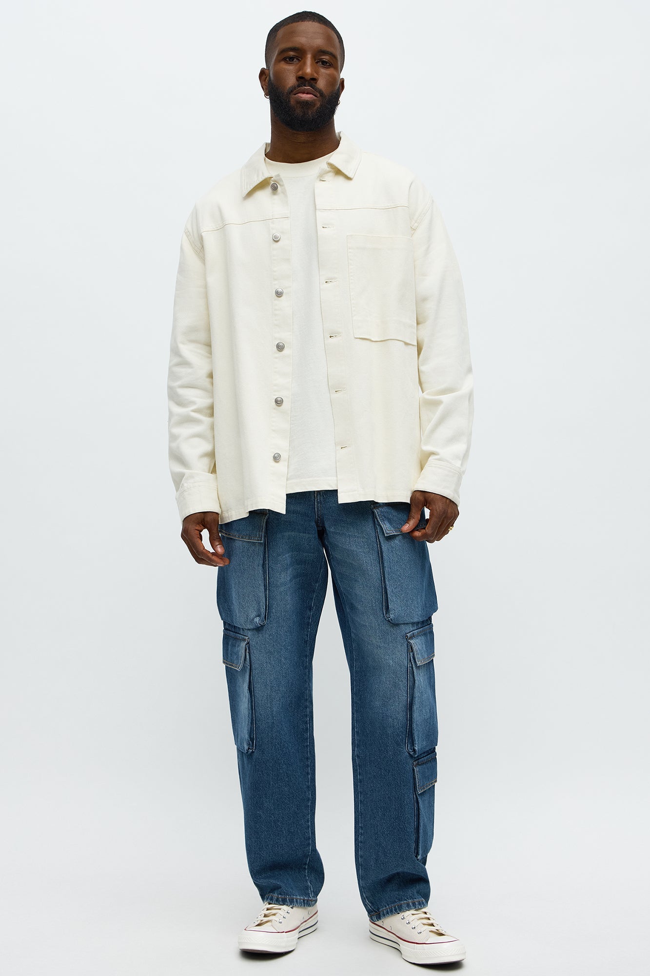 Straight Roo Cargo Jeans - Dark Wash