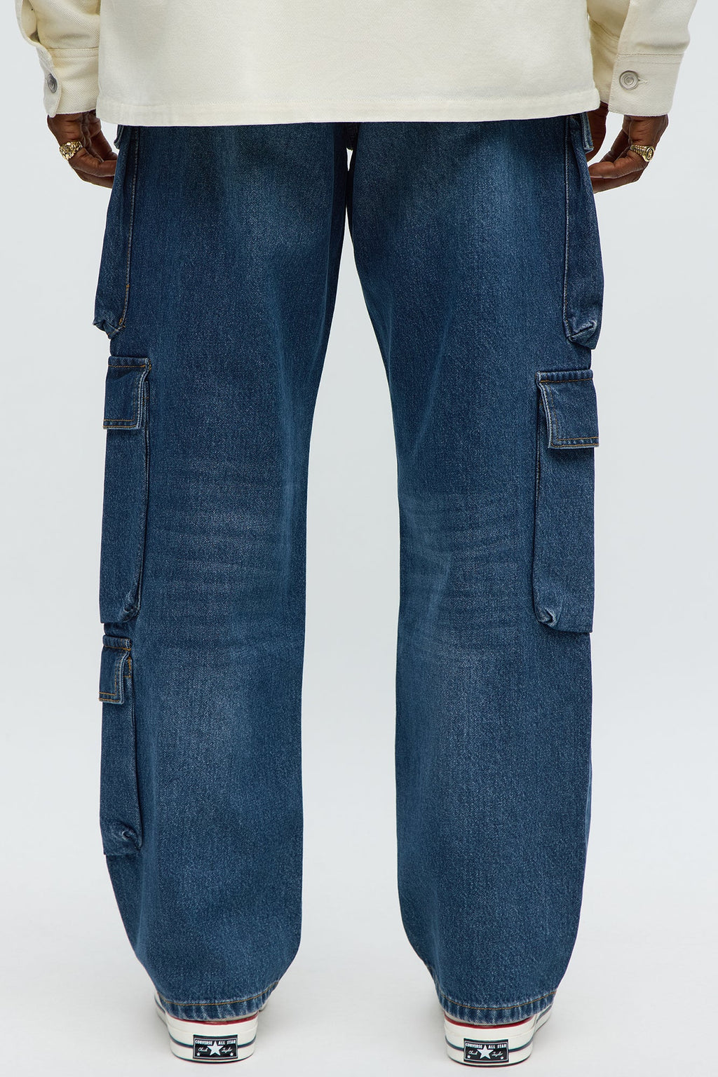 Straight Roo Cargo Jeans - Dark Wash
