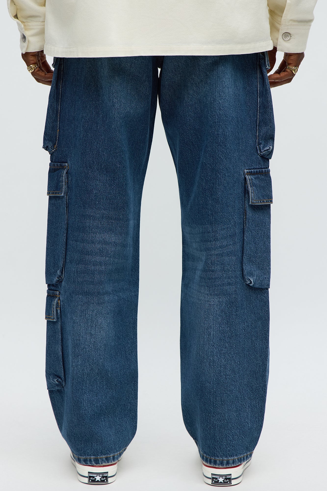 Straight Roo Cargo Jeans - Dark Wash