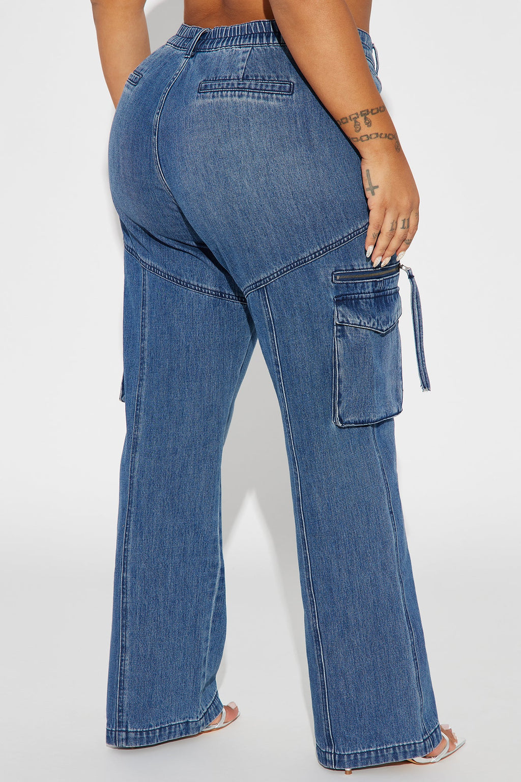 Devil In Disguise Cargo Straight Leg Jeans - Medium Wash