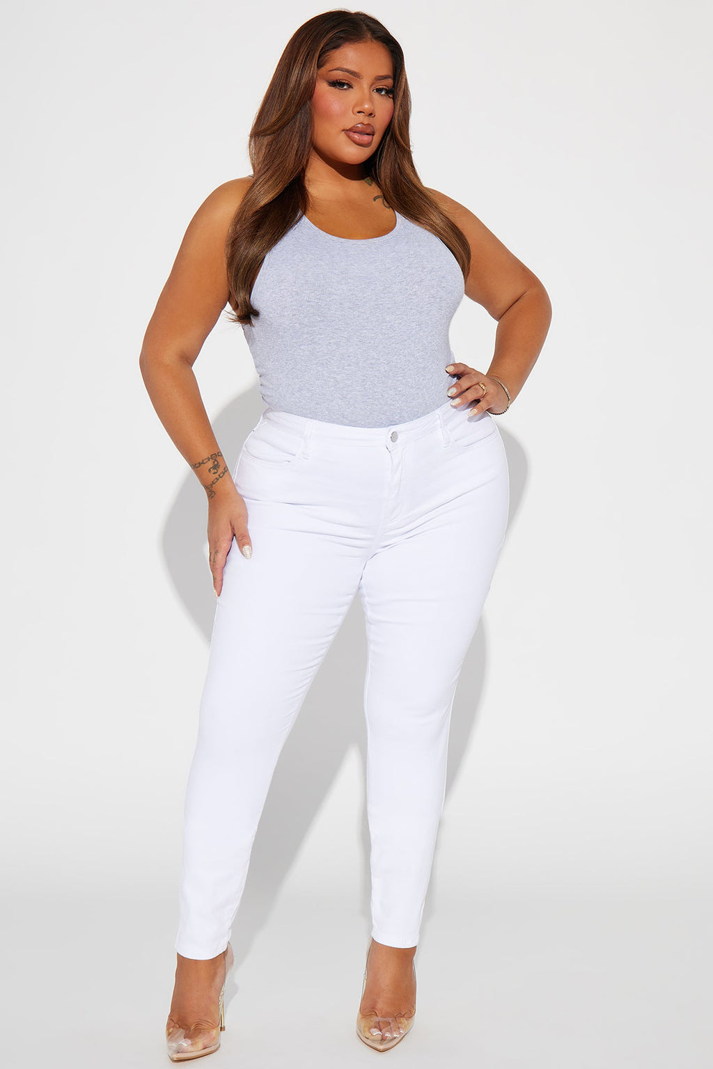 Classic Mid Rise Skinny Jeans - White