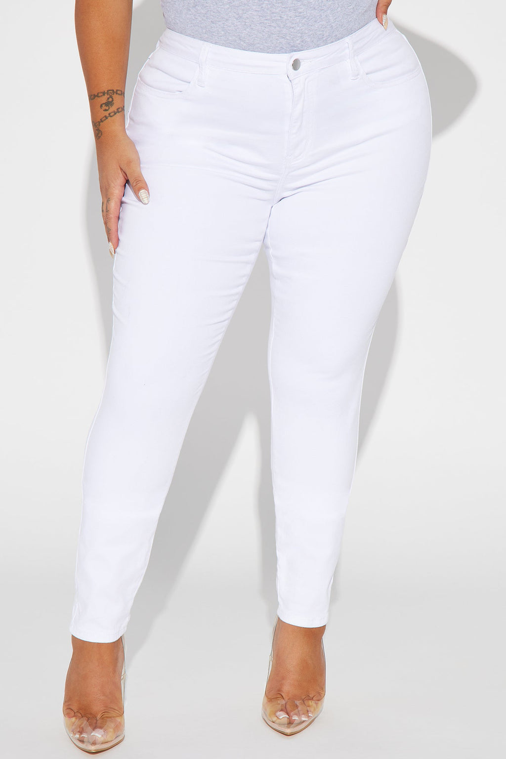 Classic Mid Rise Skinny Jeans - White