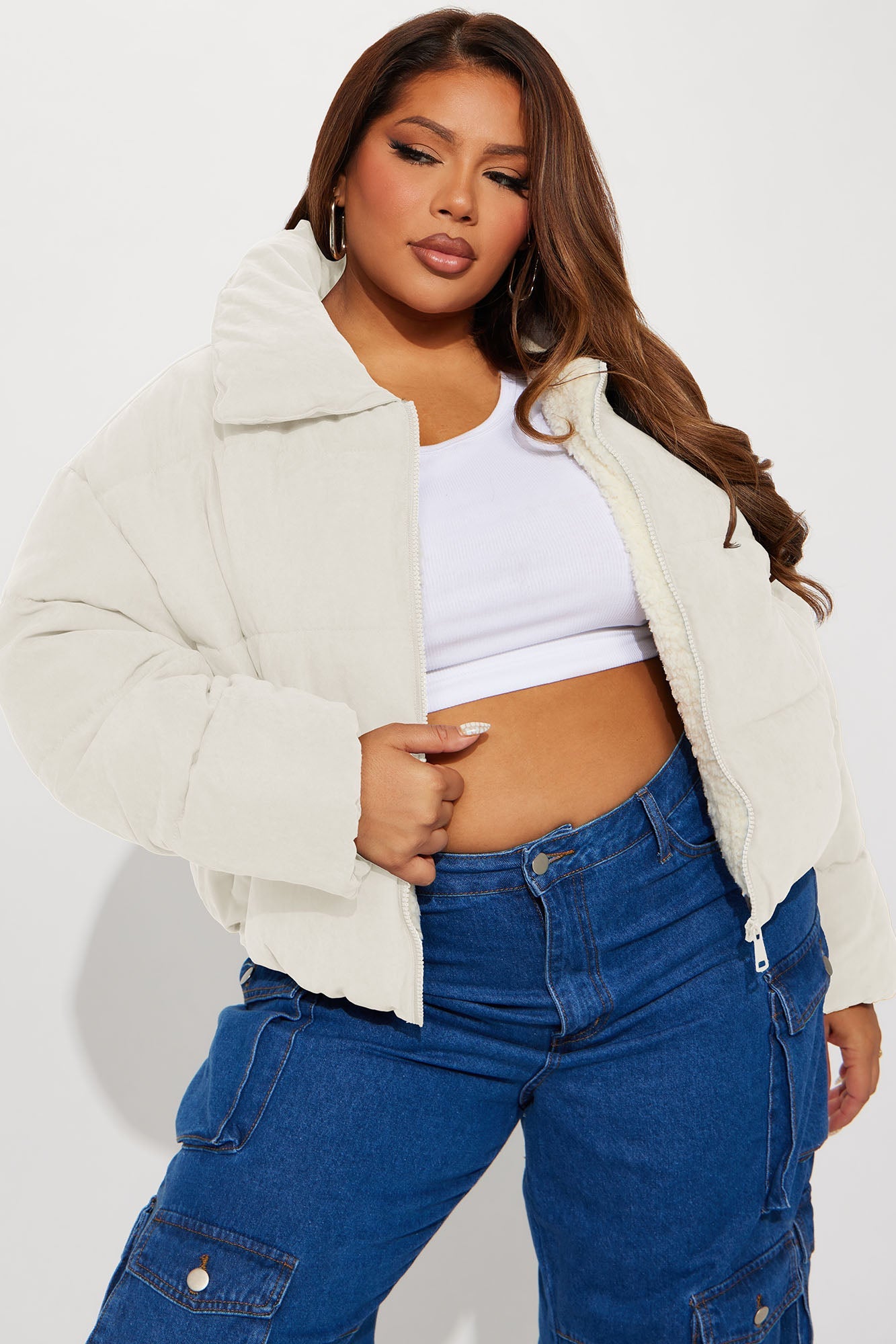 Too Hot To Handle Puffer Jacket - Cream