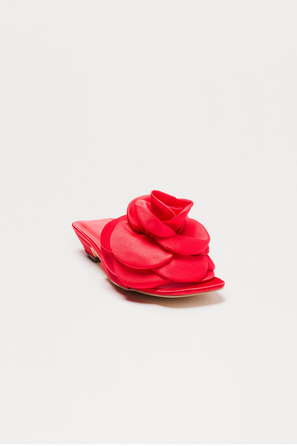 Haleen Satin Flower Mules - Red