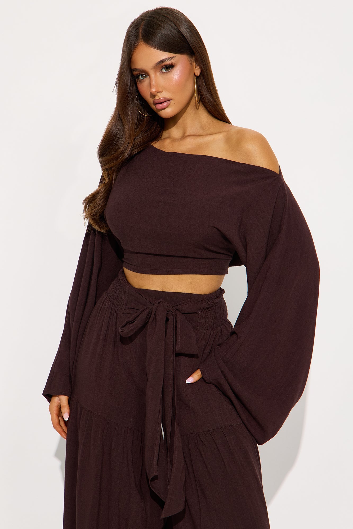 Carmella Rayon Linen Pant Set - Mocha