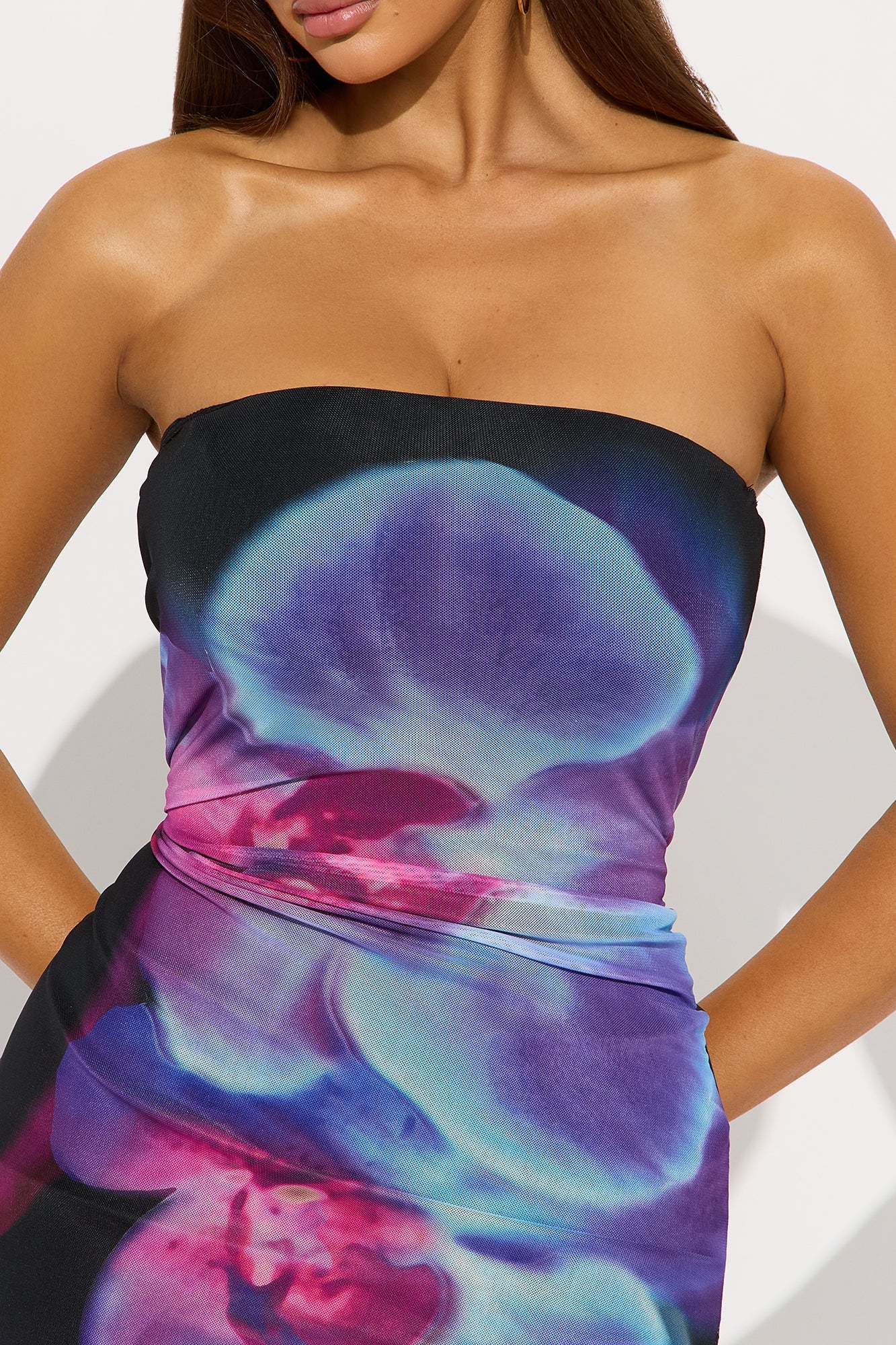 Insta Mood Midi Floral Mesh Dress - Blue/combo
