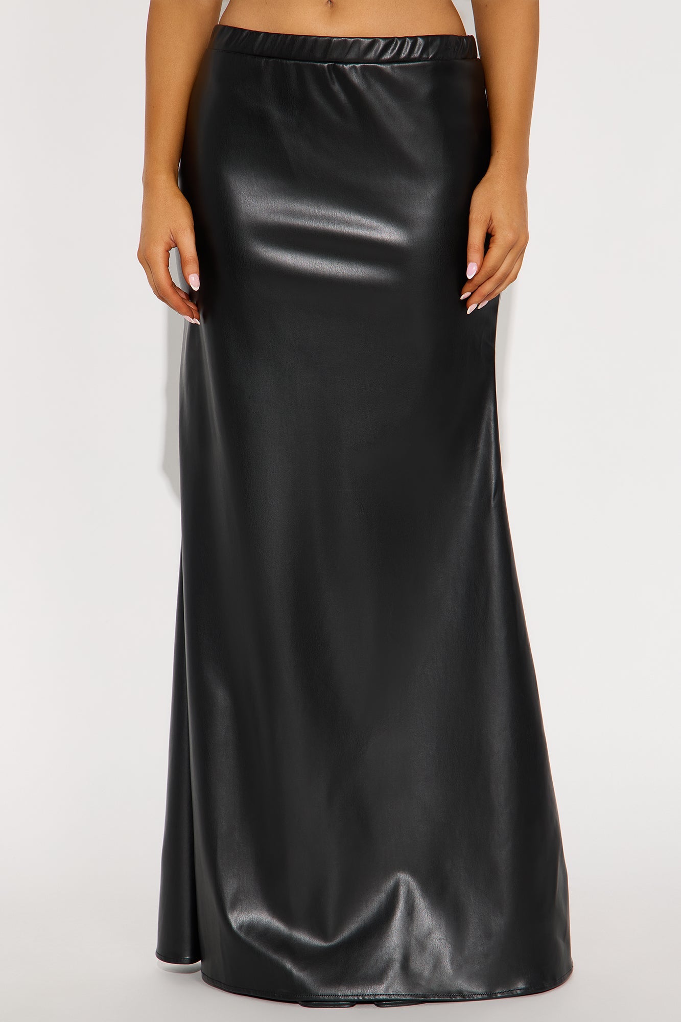 Show Me Love Faux Leather Mermaid Maxi Skirt - Black