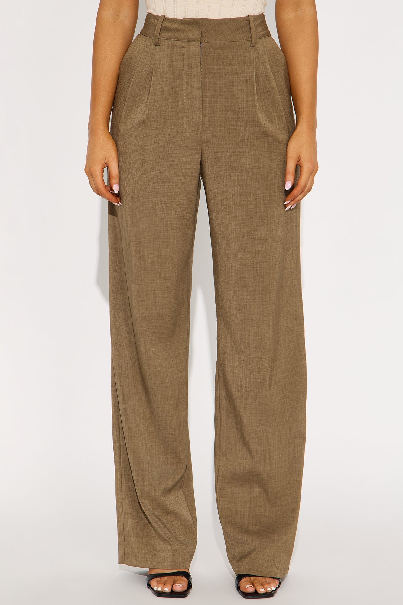 Lena Straight Leg Trouser Pant 33″ - Khaki